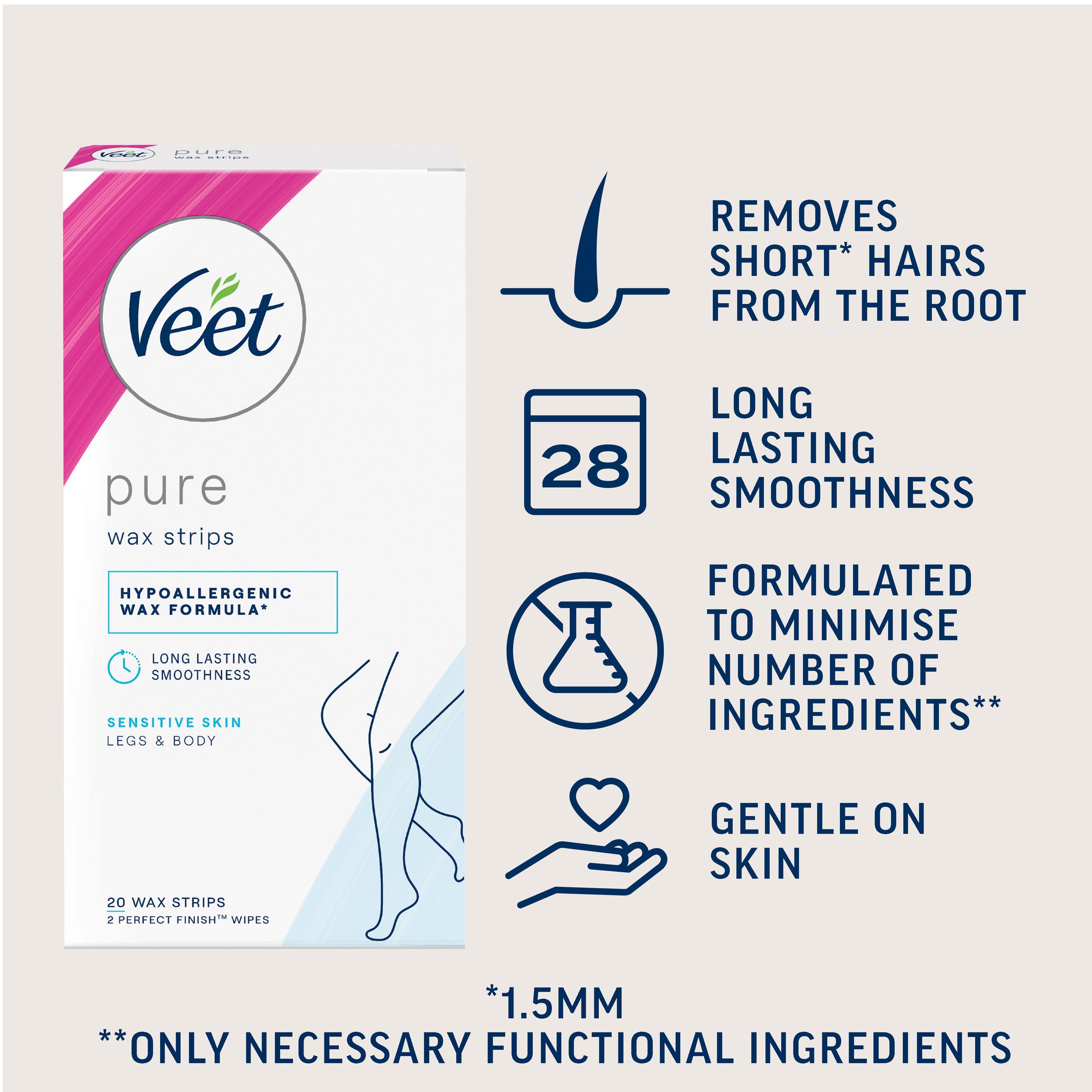 Veet Pure Leg Wax Strips 20 pack - Image 7