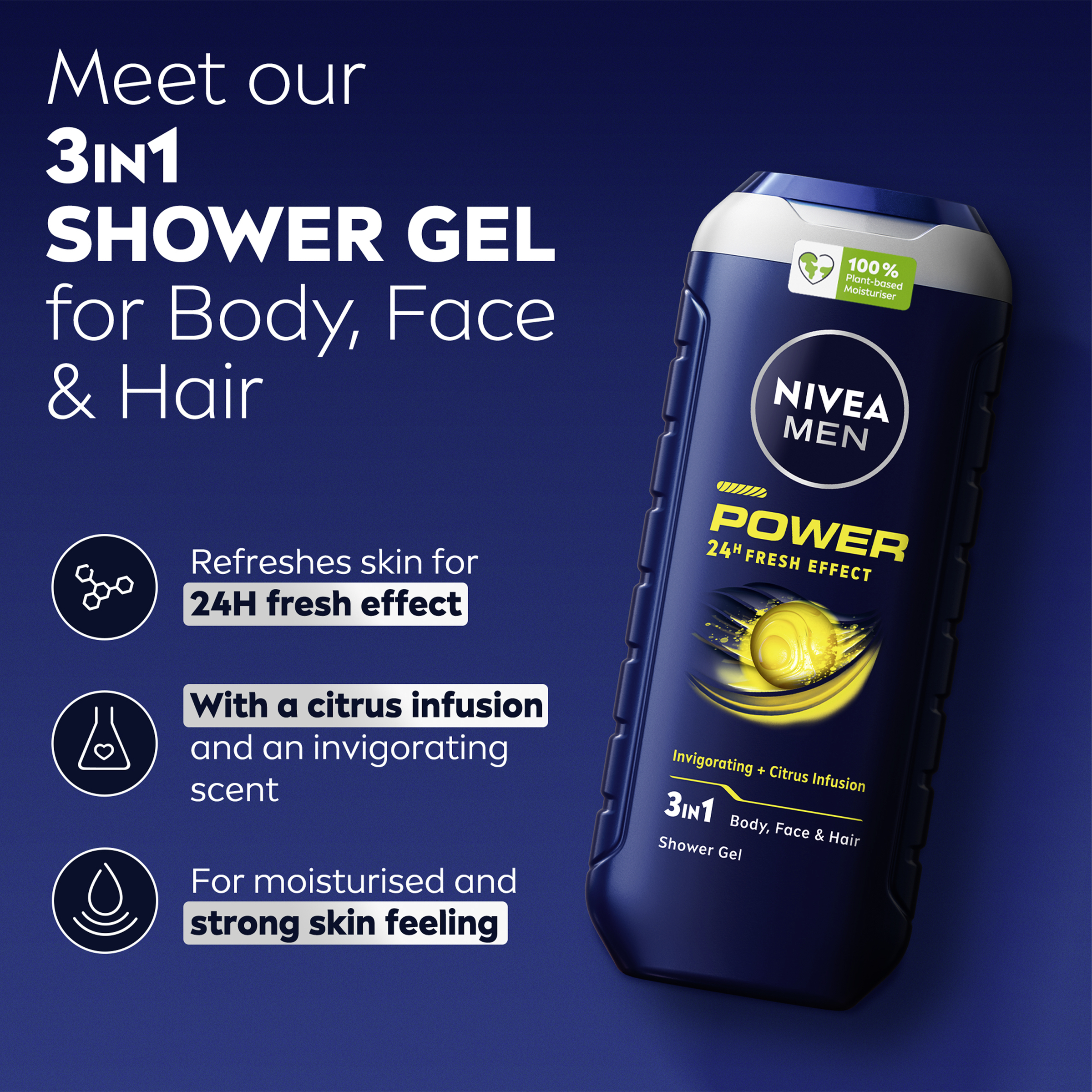 Nivea Men Shower Gel Power Fresh 500ml - Image 5