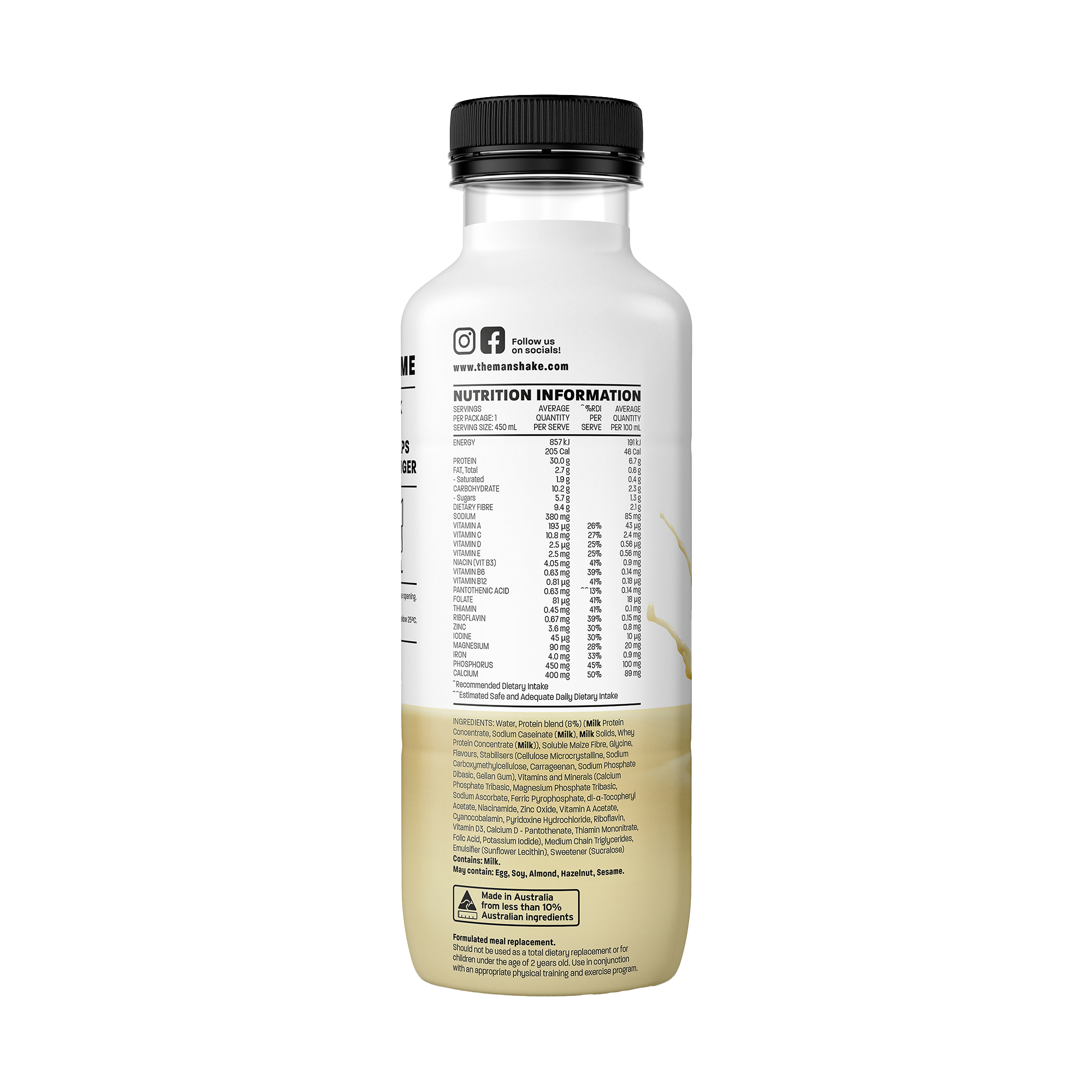 The Man Shake Meal Replacement Drink Vanilla 450ml - Image 2