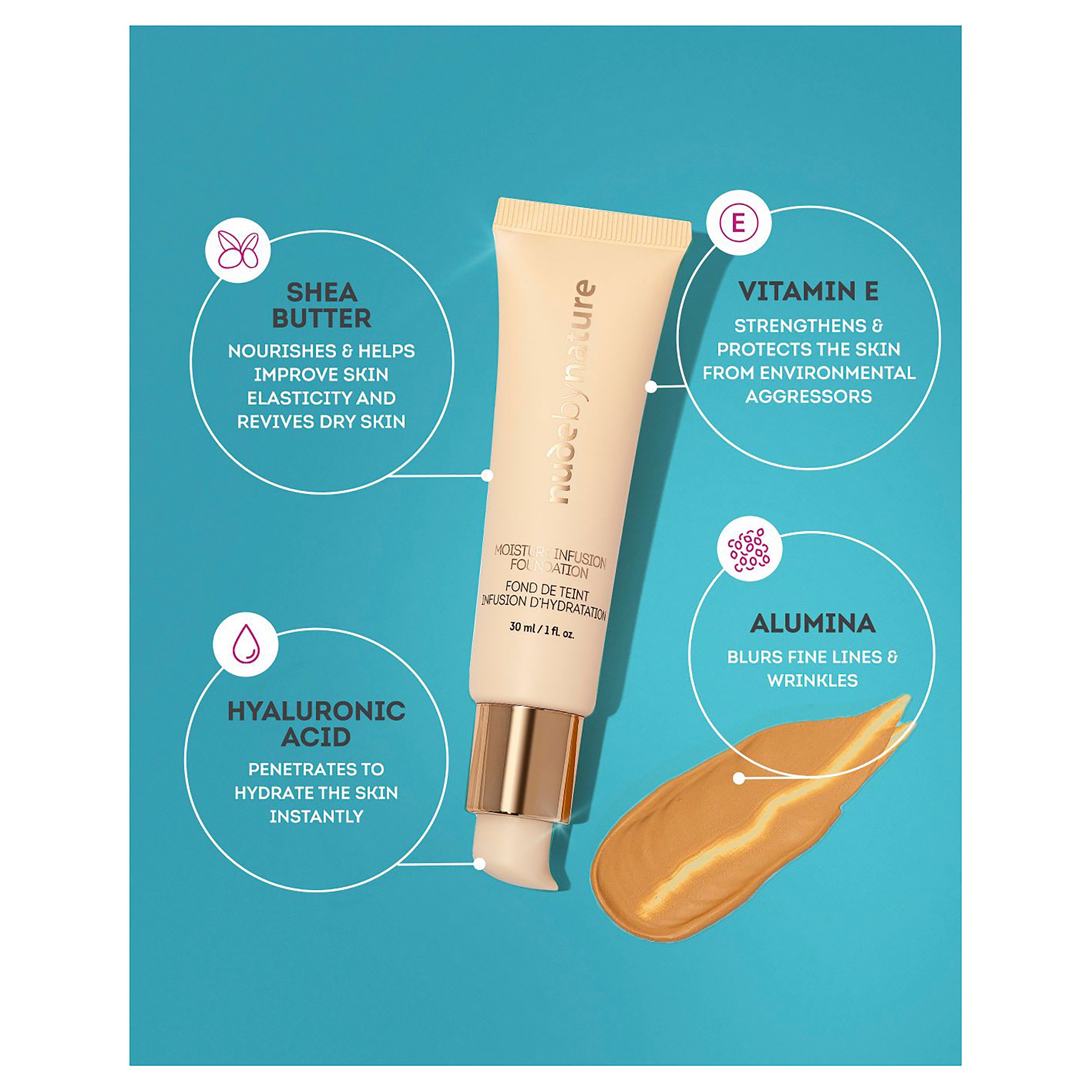Nude By Nature Moisture Infusion Foundation N3 Almond 30ml - Image 6
