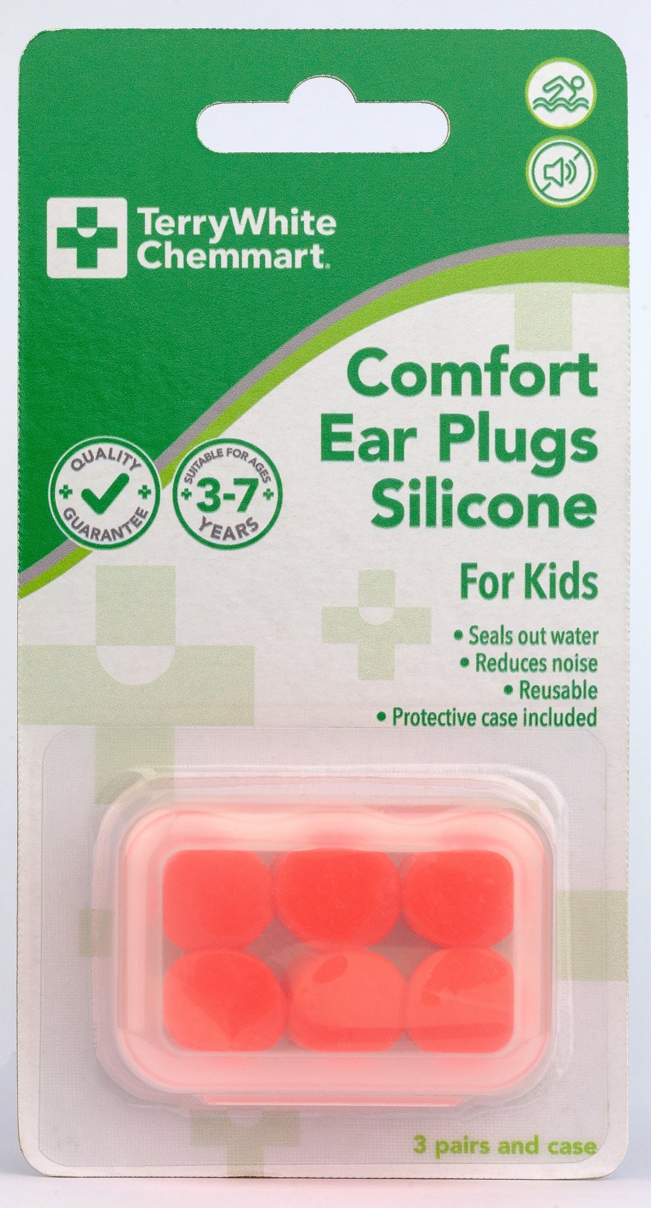 TerryWhite Chemmart Silicone Kids Ear Plugs 3 pairs