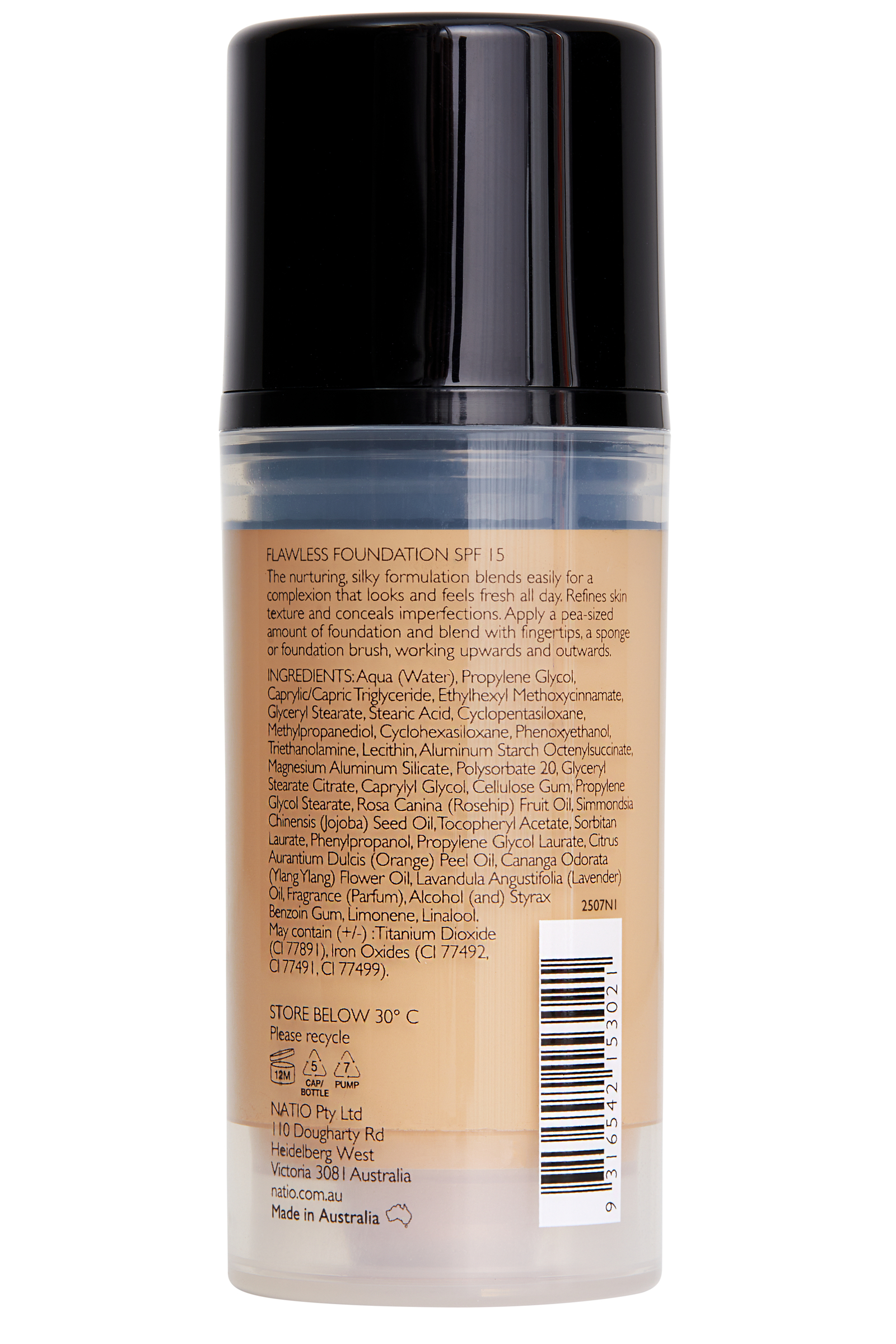 Natio Flawless Foundation SPF 15 Medium Honey 30ml - Image 2