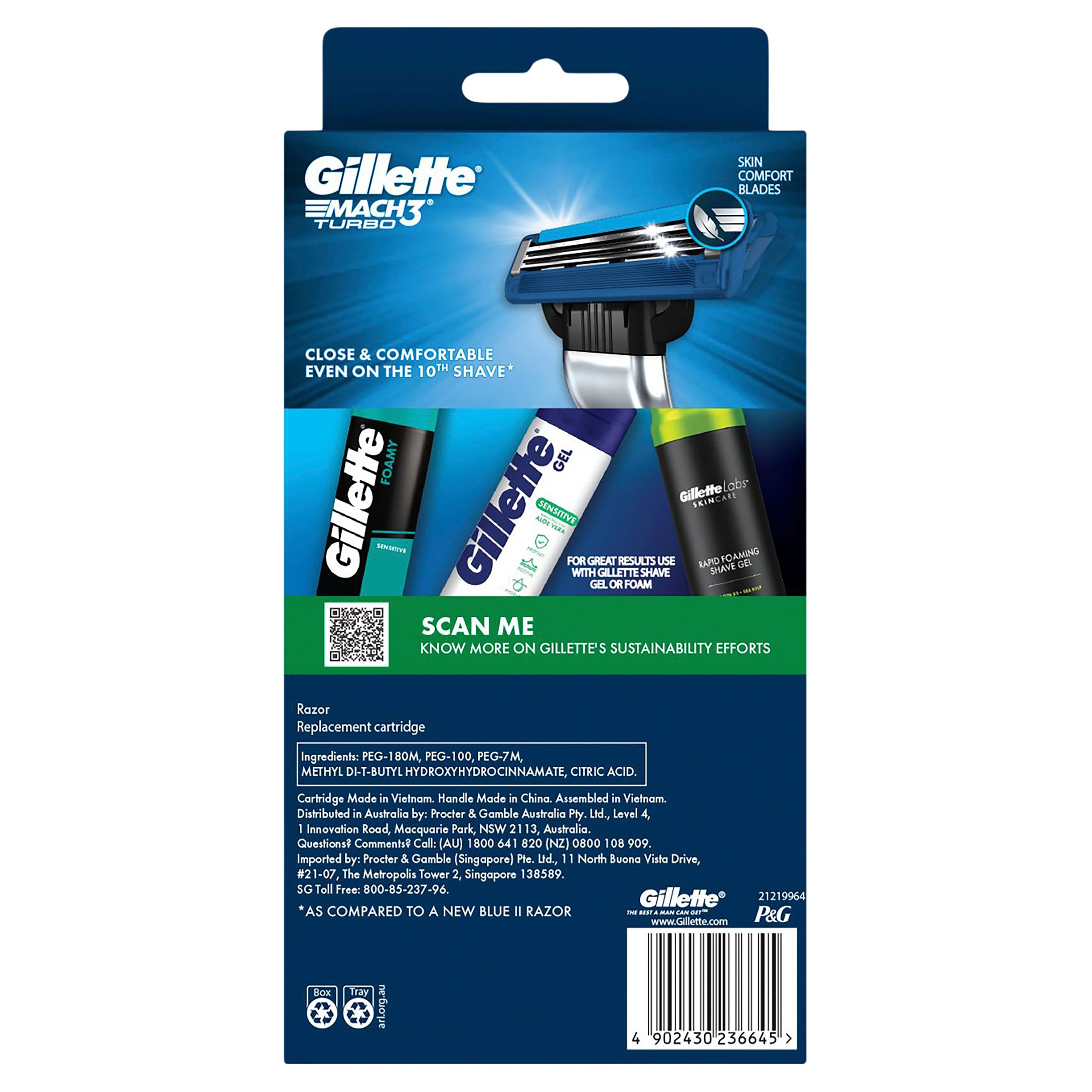 Gillette Mach3 Turbo 3D Razor 2 Up 1 pack - Image 2