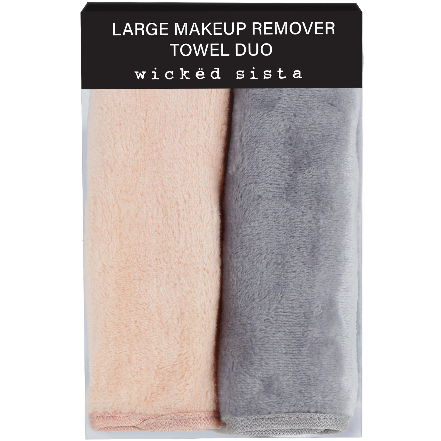 Wicked Sista Large Makeup Remover Towel Duo Blush/Grey 1 each - Image 1