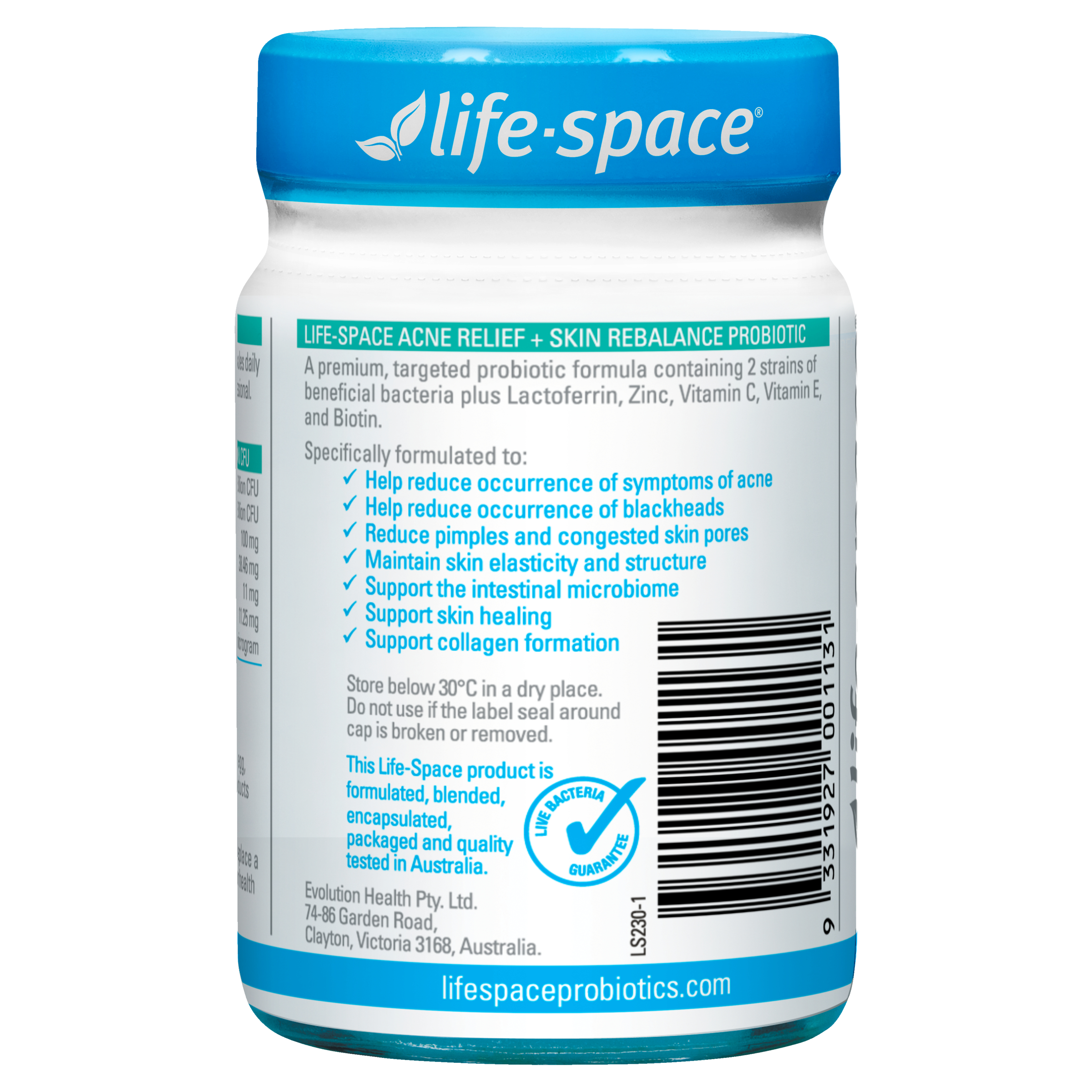 Life-Space Acne Relief + Skin Rebalance Probiotic 30 capsules - Image 3