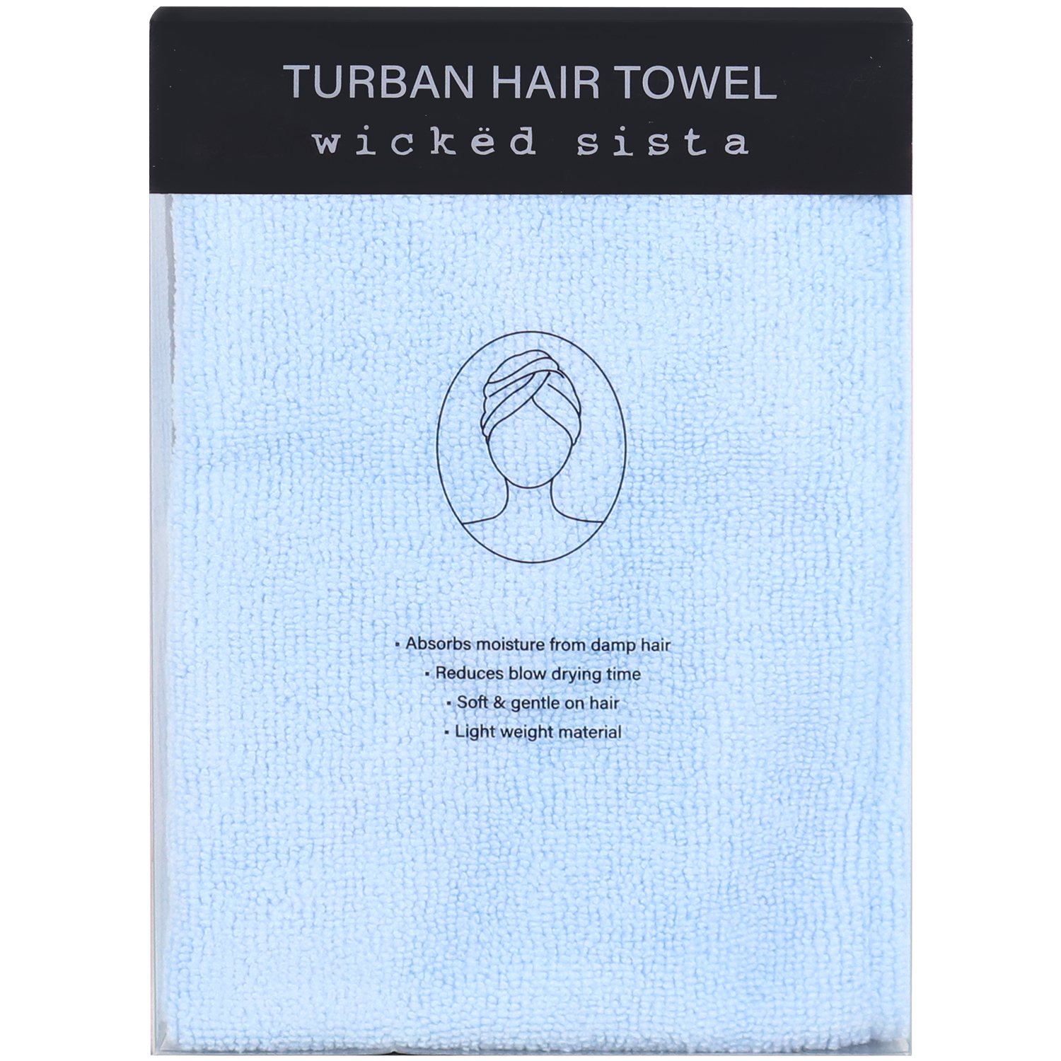 Wicked Sista Turban Hair Towel Soft Blue 1 each - Image 1