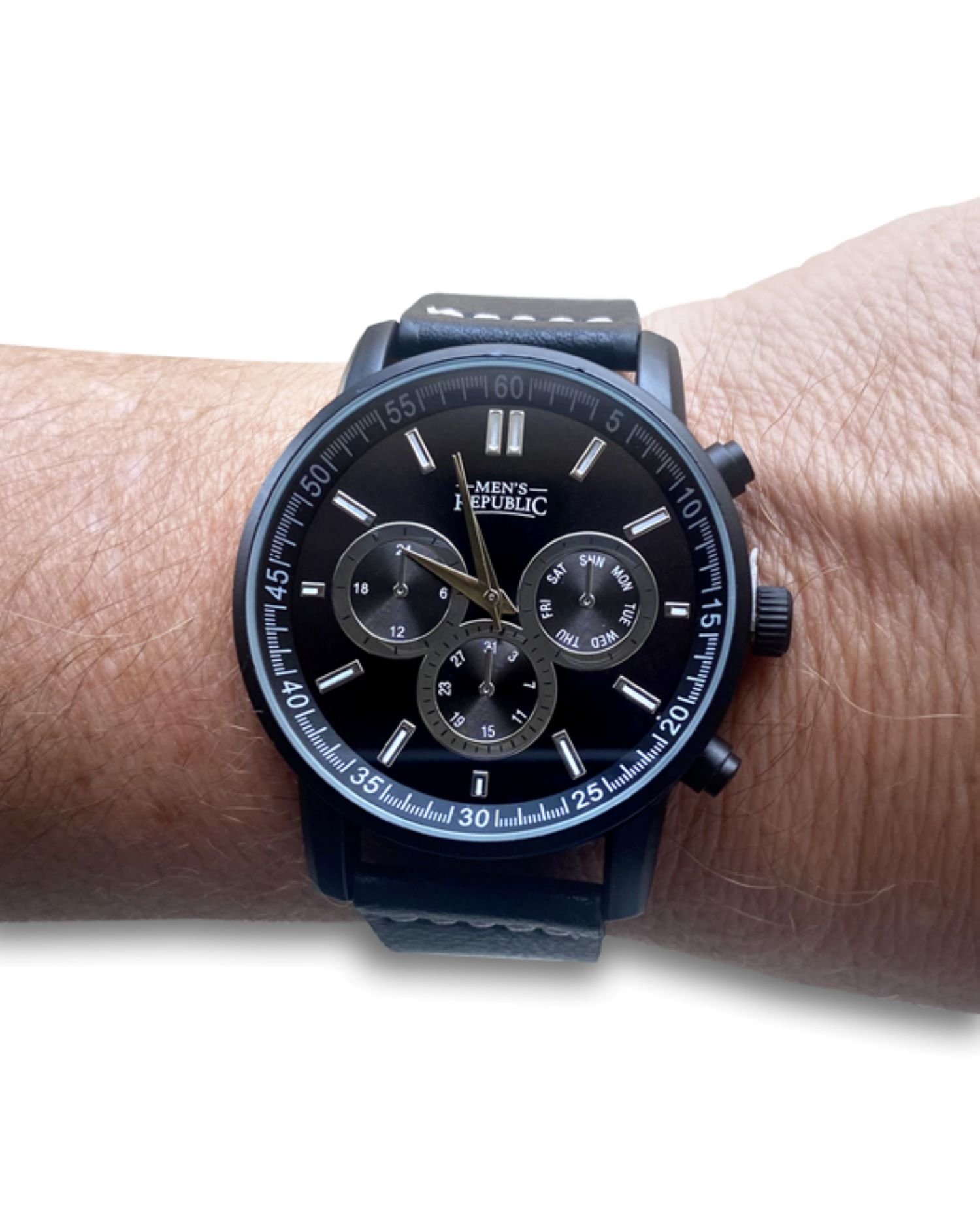 Men's Republic Watch set with 4 Bracelets - Black 1 each - Image 2
