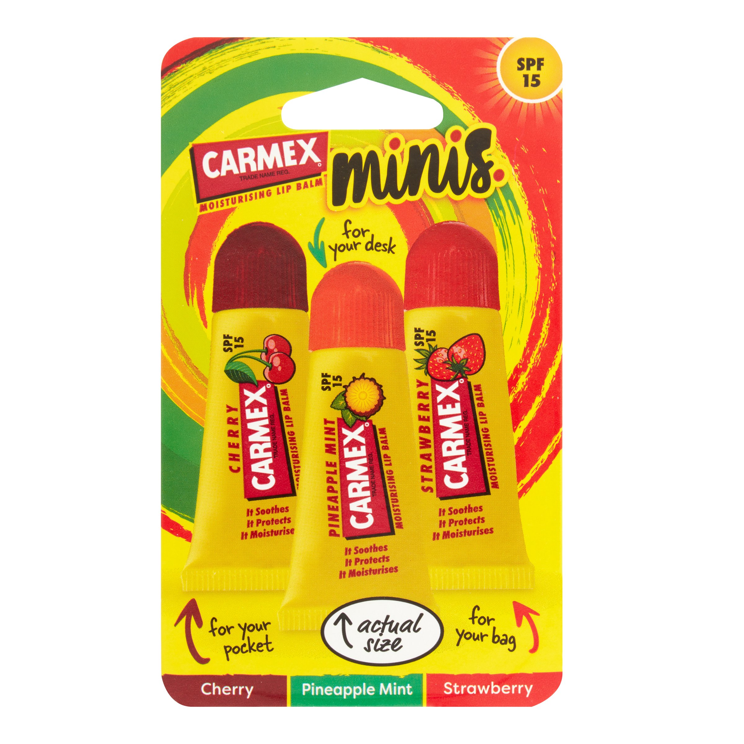 Carmex Assorted Flavour Mini Squeeze Tube 3 pack - Image 1