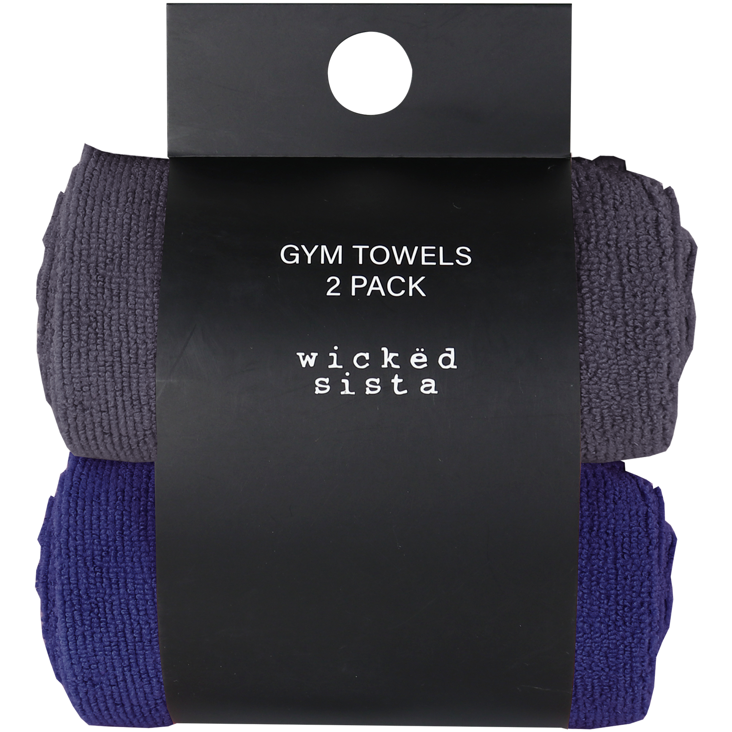 Wicked Sista Gym Towels Charcoal/Navy 2 pack - Image 1
