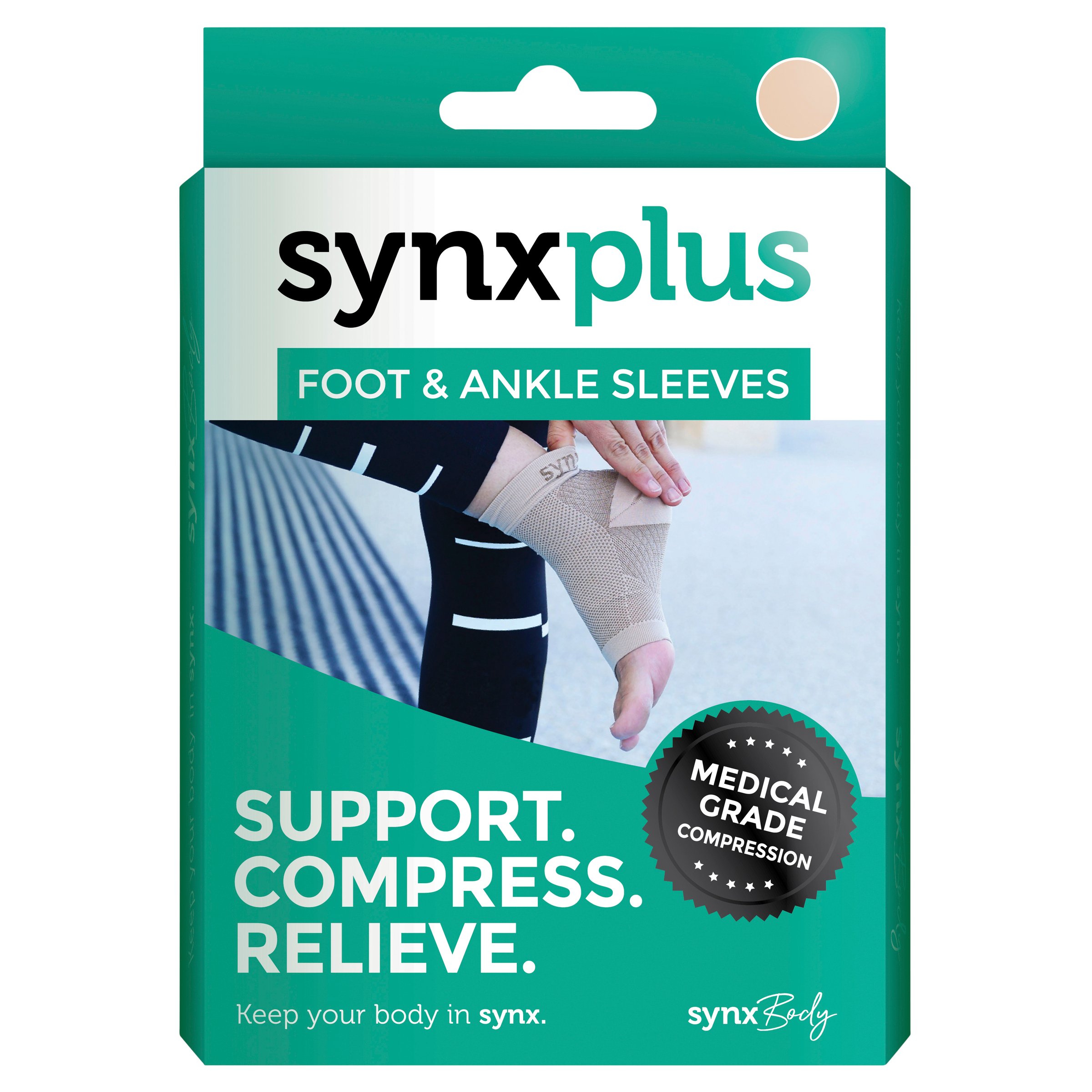 SynxBody Synxplus Foot and Ankle Sleeve - Nude Extra Large 1 pair - Image 1
