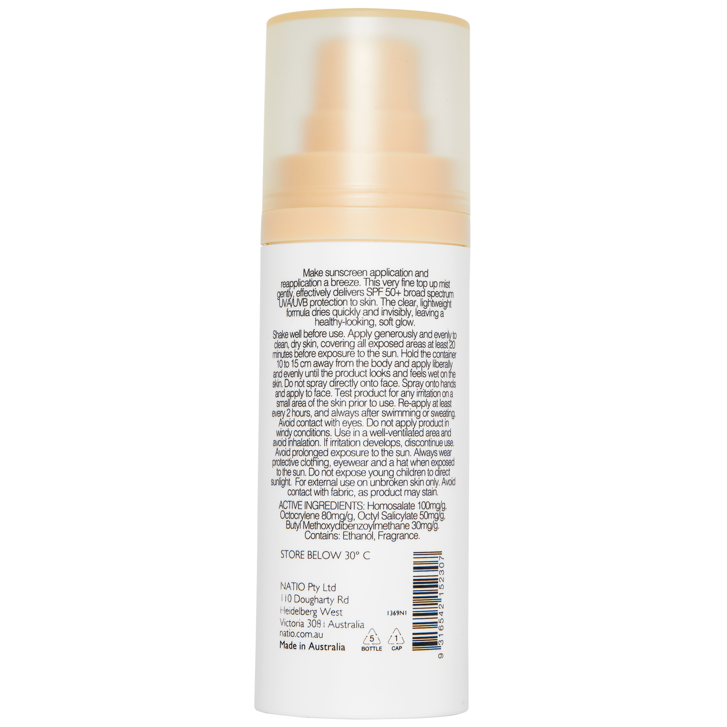 Natio Invisible Mist Sunscreen SPF 50+ 75ml - Image 2
