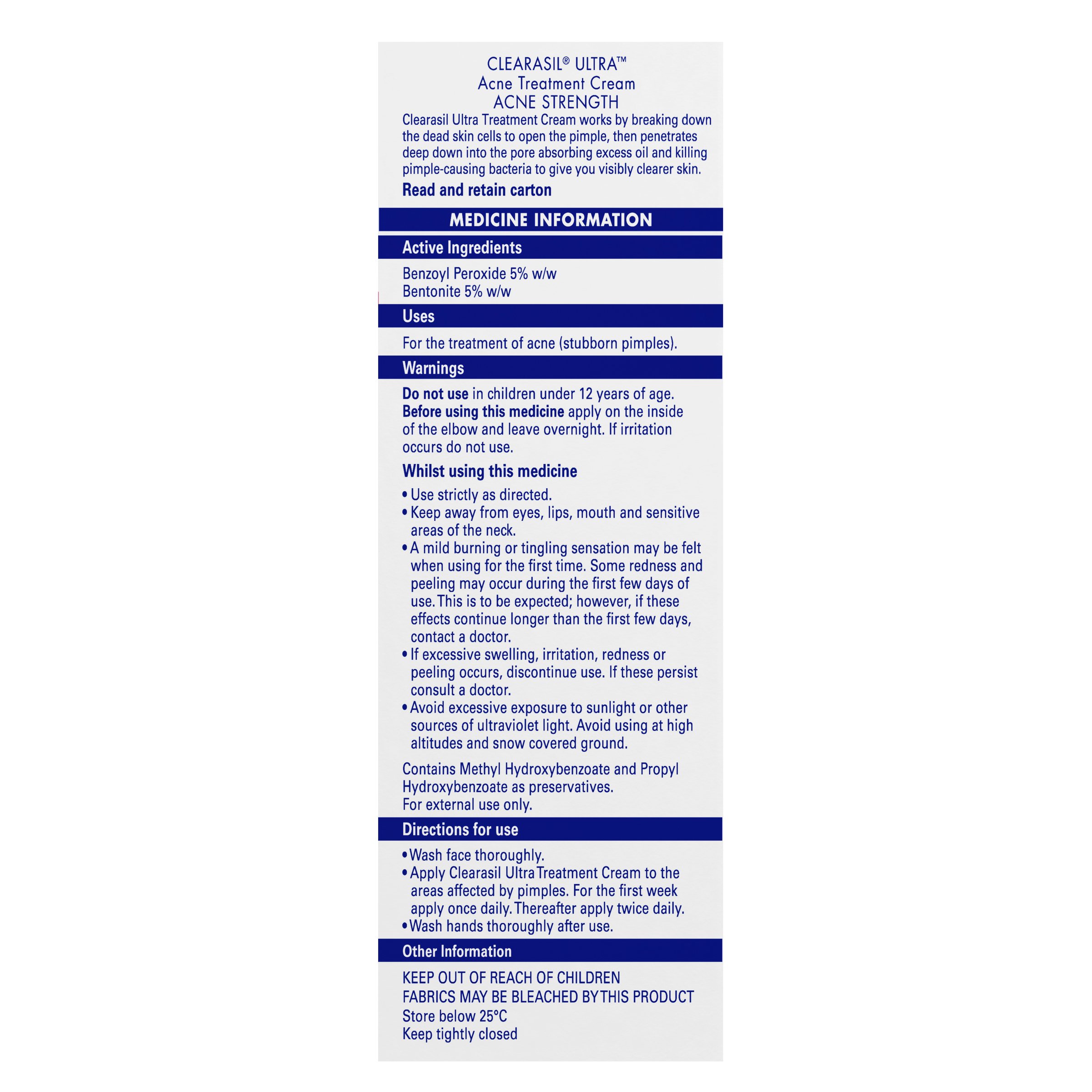 Clearasil Ultra Treatment Cream 20g - Image 2