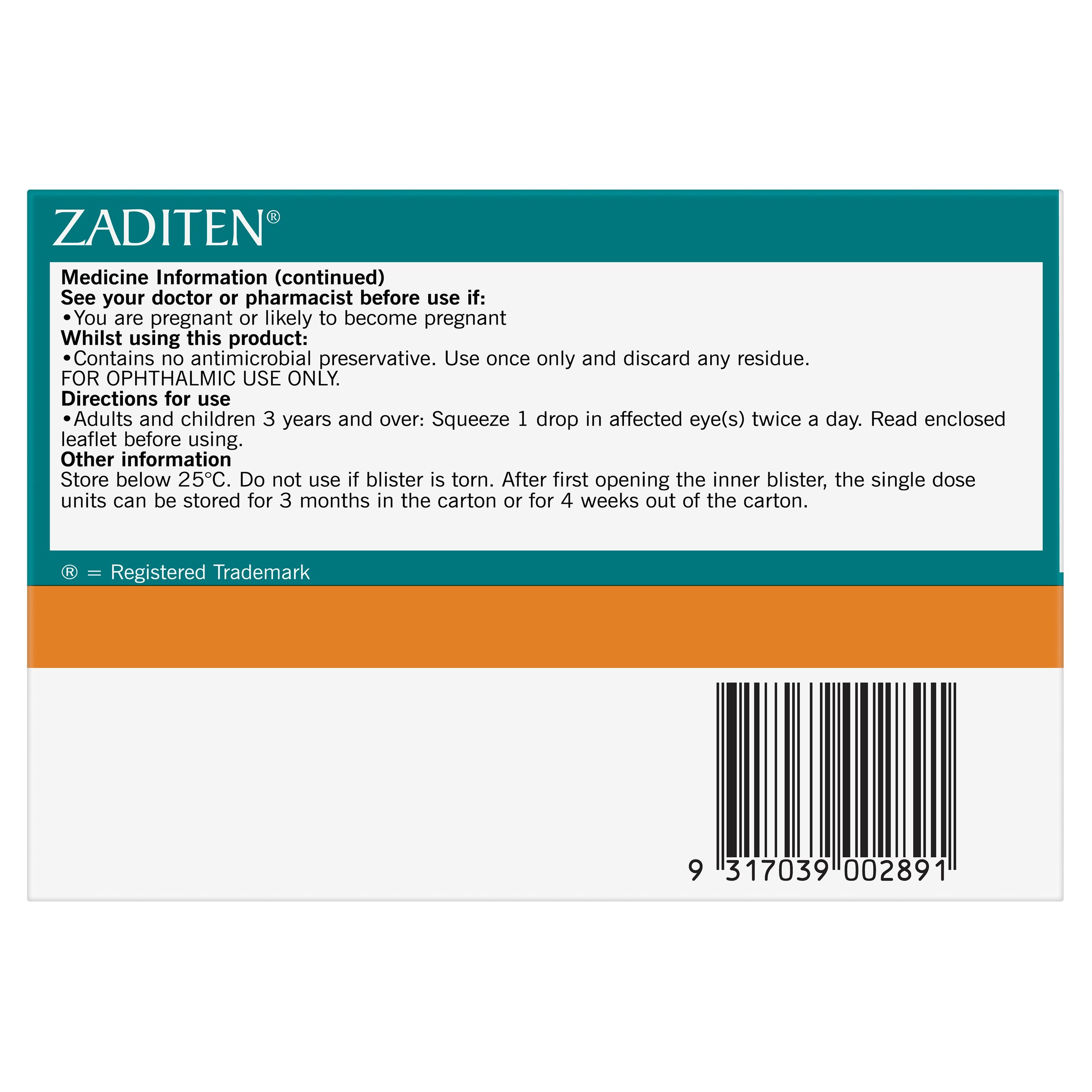 Zaditen Eye Drops For Itchy Allergy Eyes 20 vials - Image 2