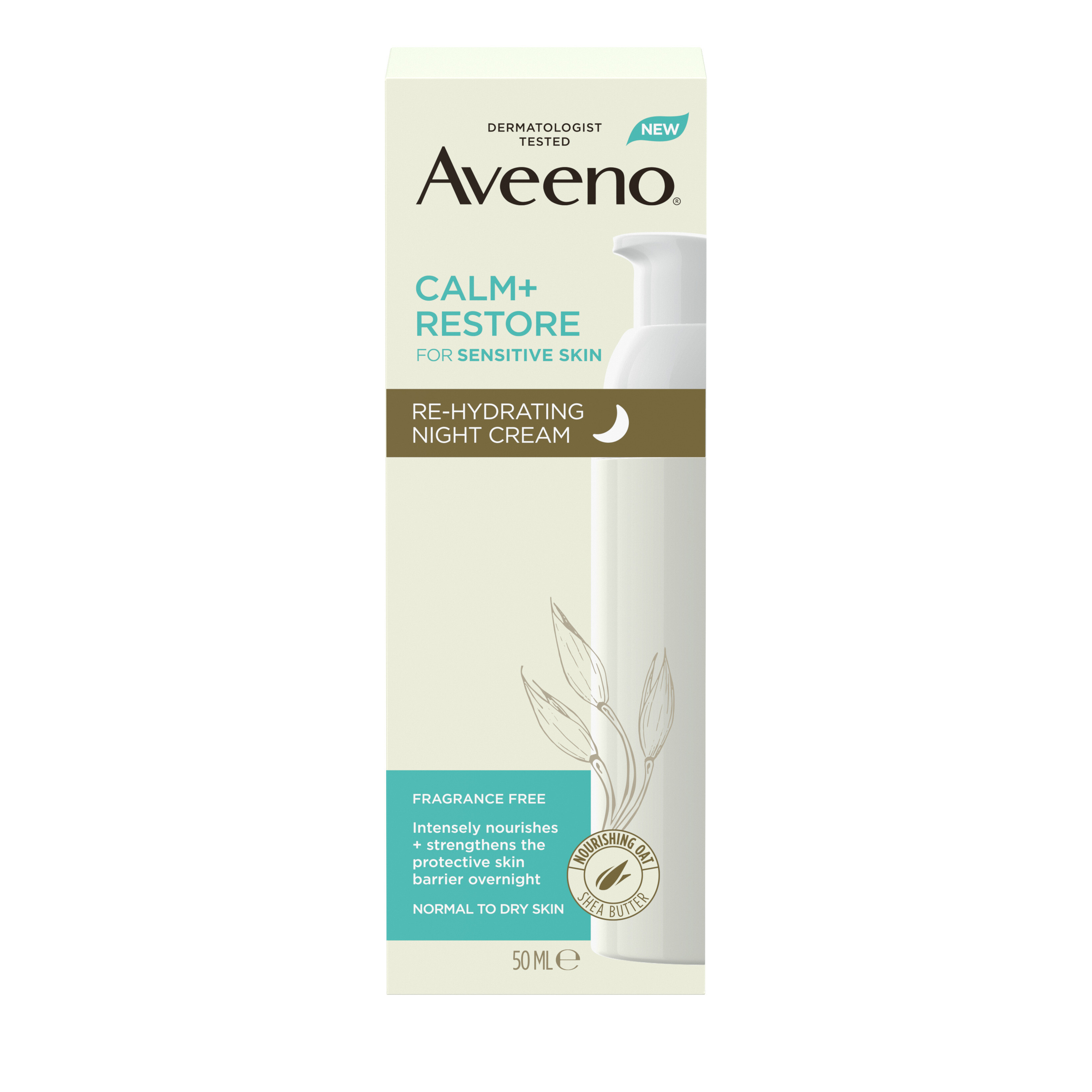 Aveeno Face Calm + Restore Sensitive Skin Re-Hydrating Night Cream 50ml - Image 1