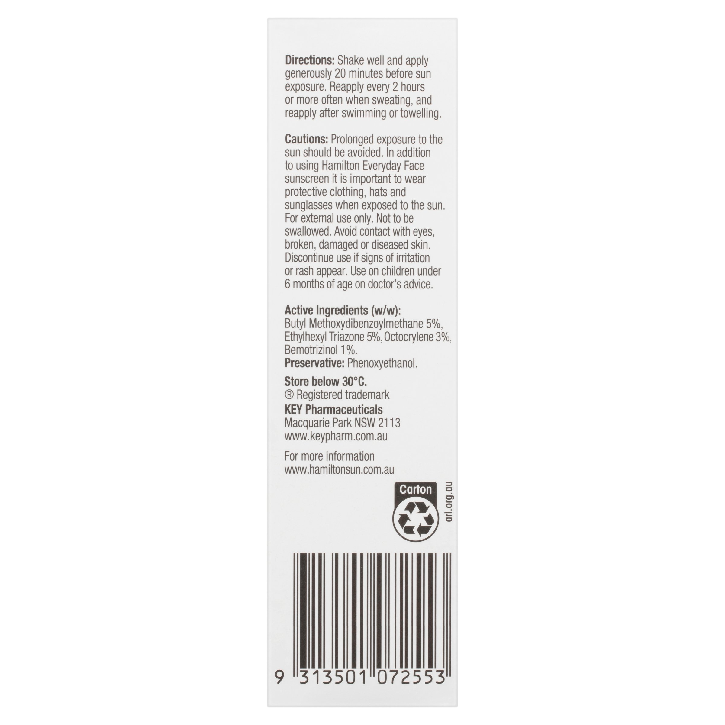 Hamilton Everyday Face SPF50+ Cream 75g - Image 2