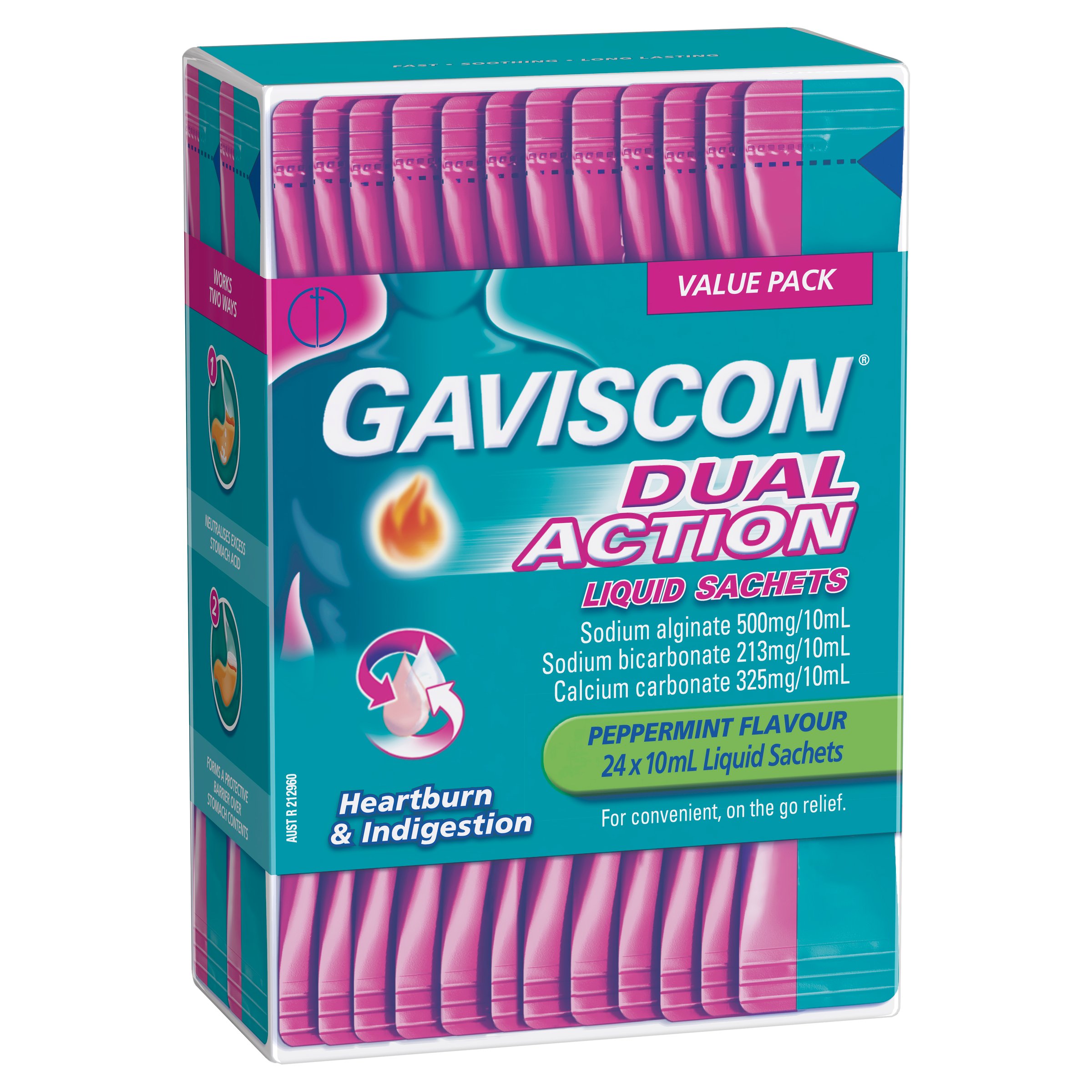 Gaviscon Dual Action Liquid Peppermint Sachet 10ml X 24 - Image 14
