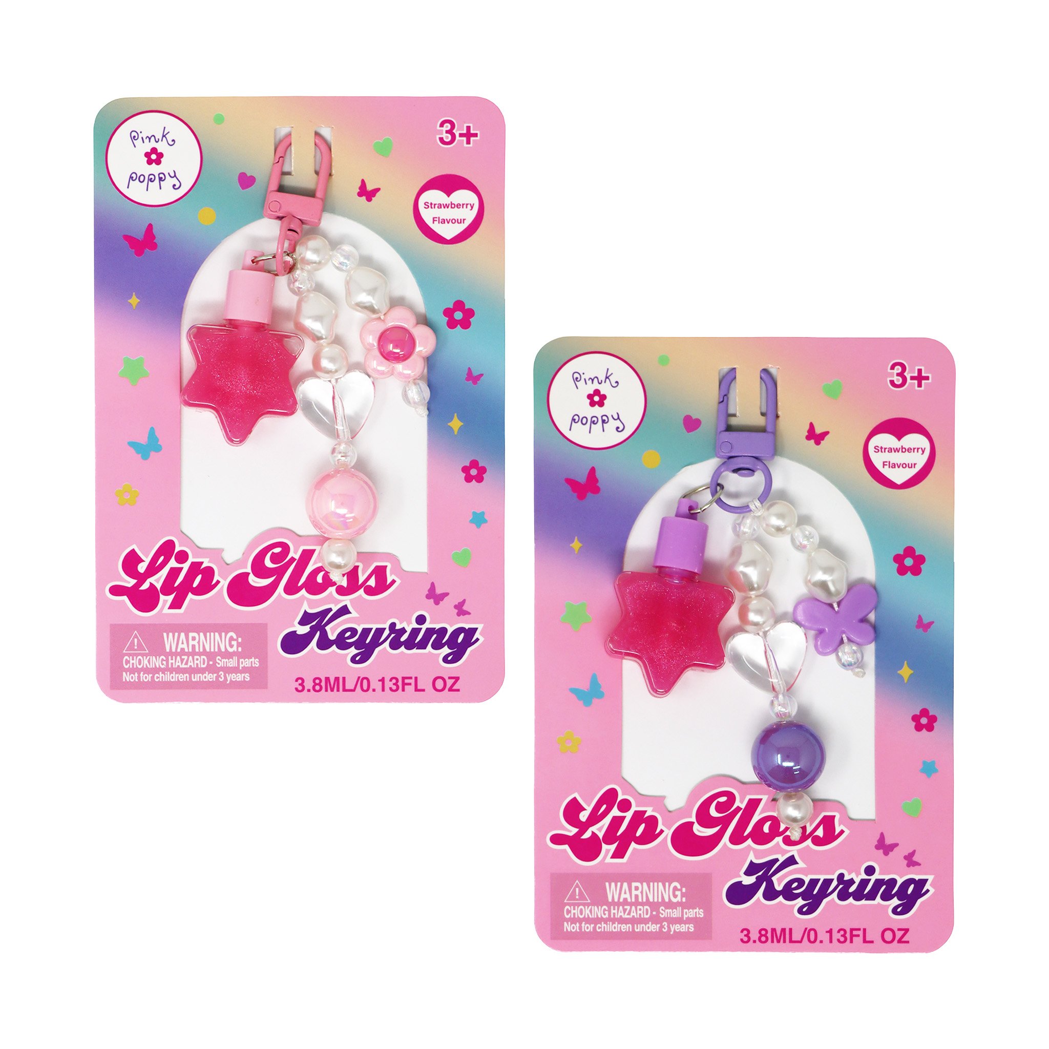 Pink Poppy Lip Gloss Keyring Assorted 1 each - Image 1