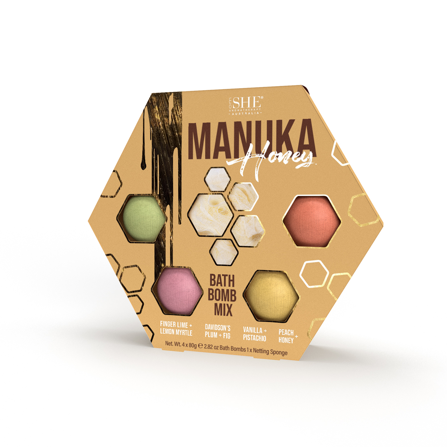 She Aromatherapy Manuka Honey Bath Bomb Set 4 piece