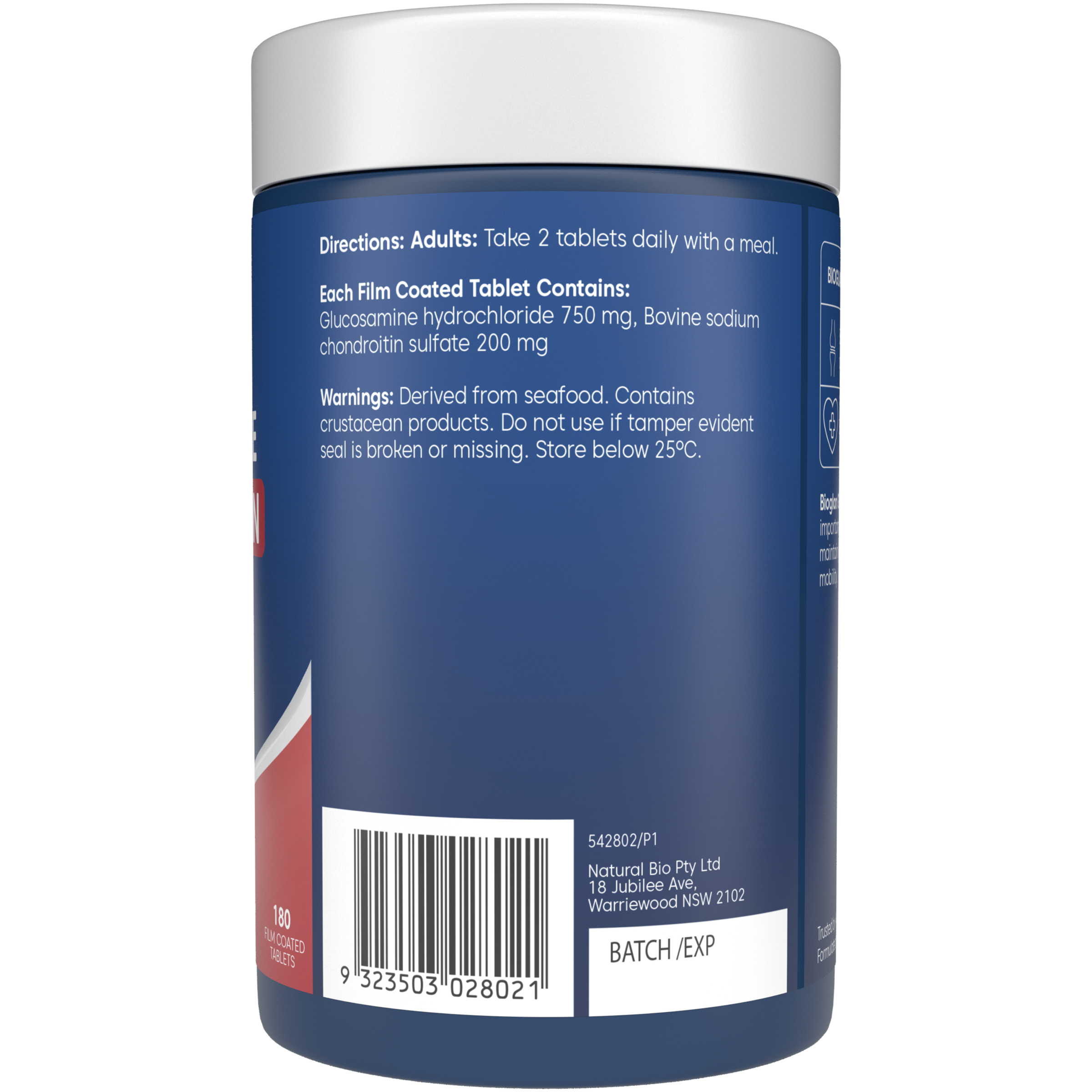 Bioglan Glucosamine + Chondroitin 180 tablets - Image 3