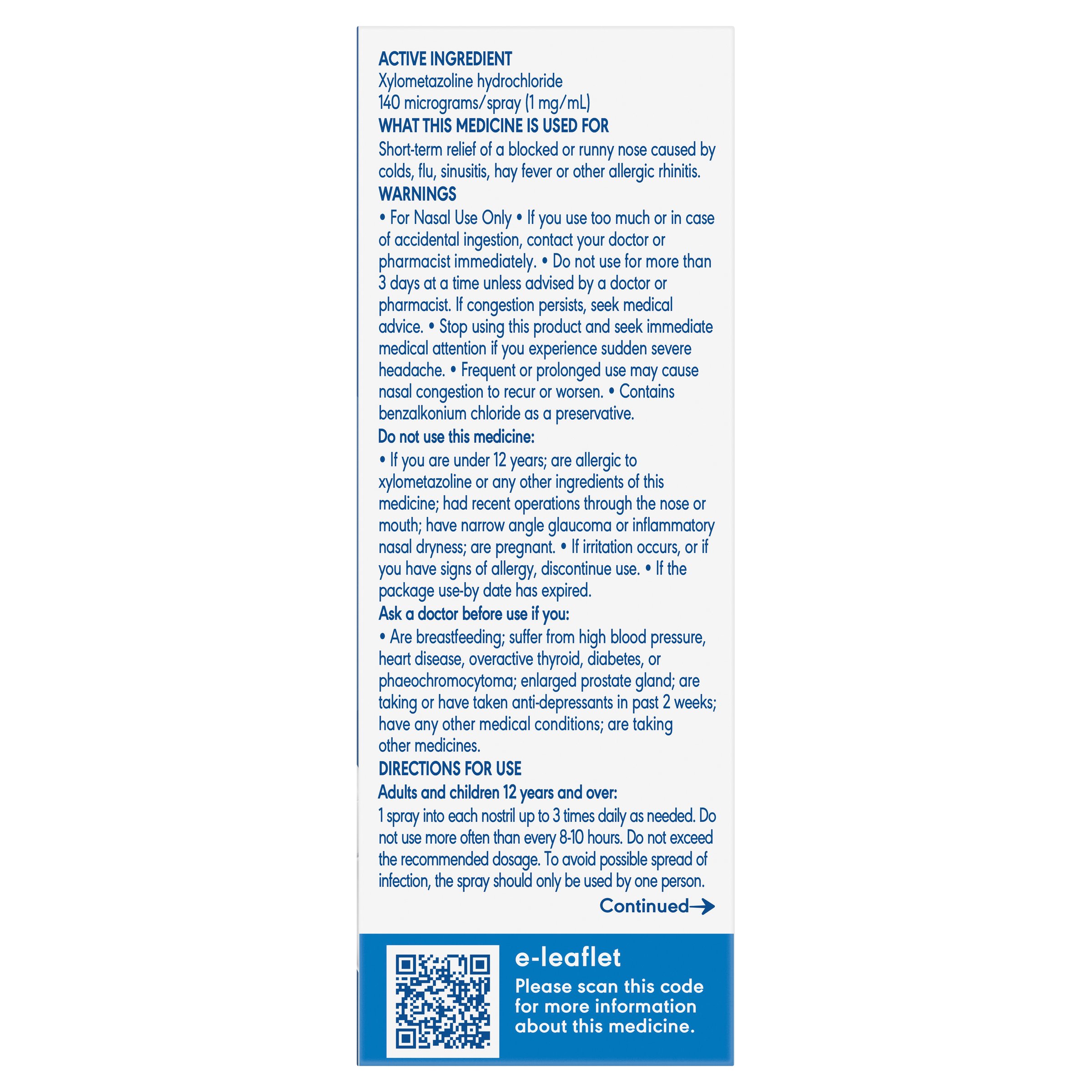 Otrivin Measured Dose Adult Nasal Spray 10ml - Image 2