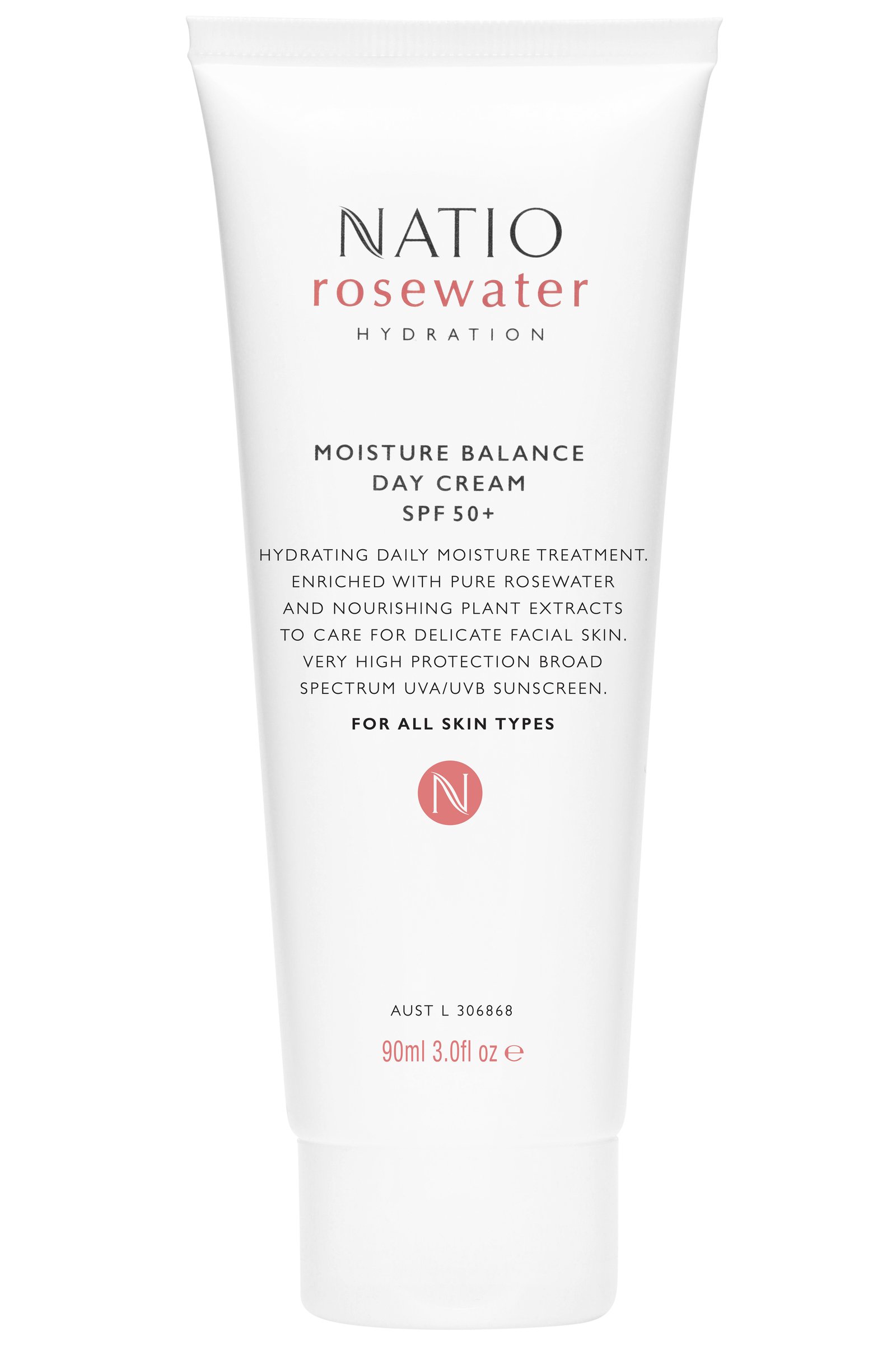 Natio Rosewater Hydration Moisture Balance Day Cream SPF 50+ - 90ml