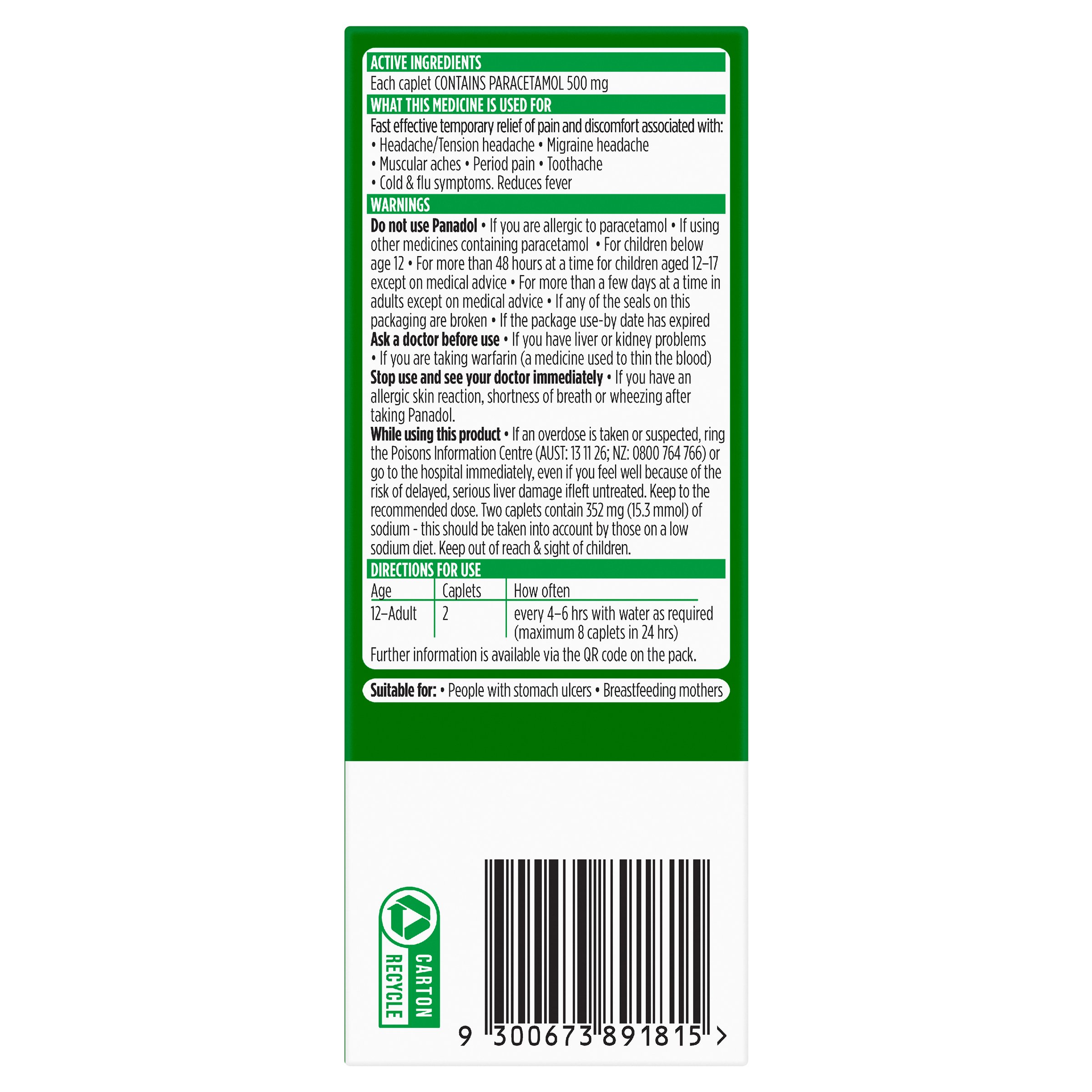 Panadol Rapid 500mg - 48 caplets - Image 2