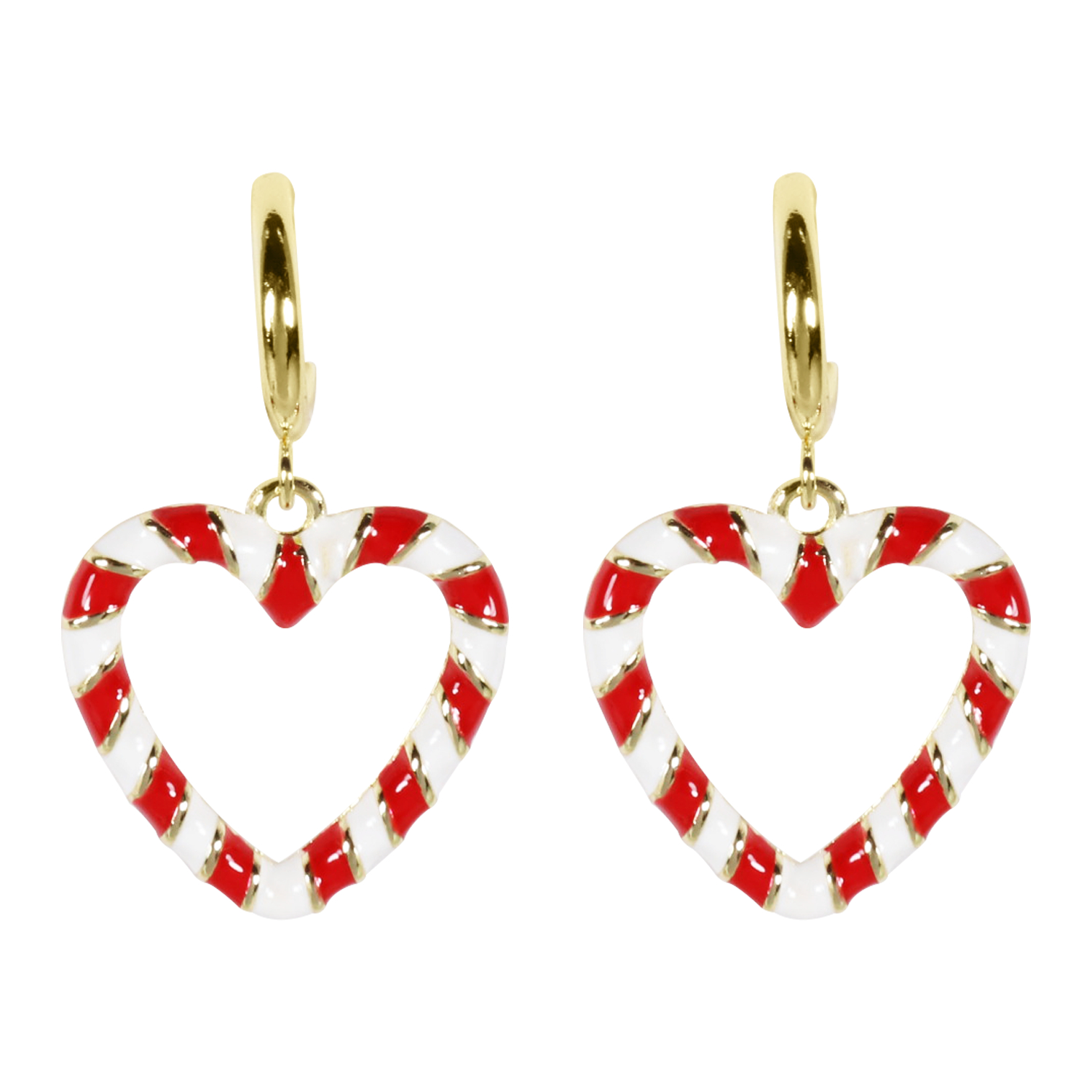 Wicked Sista Heart Candy Cane Earrings Gold 1 each