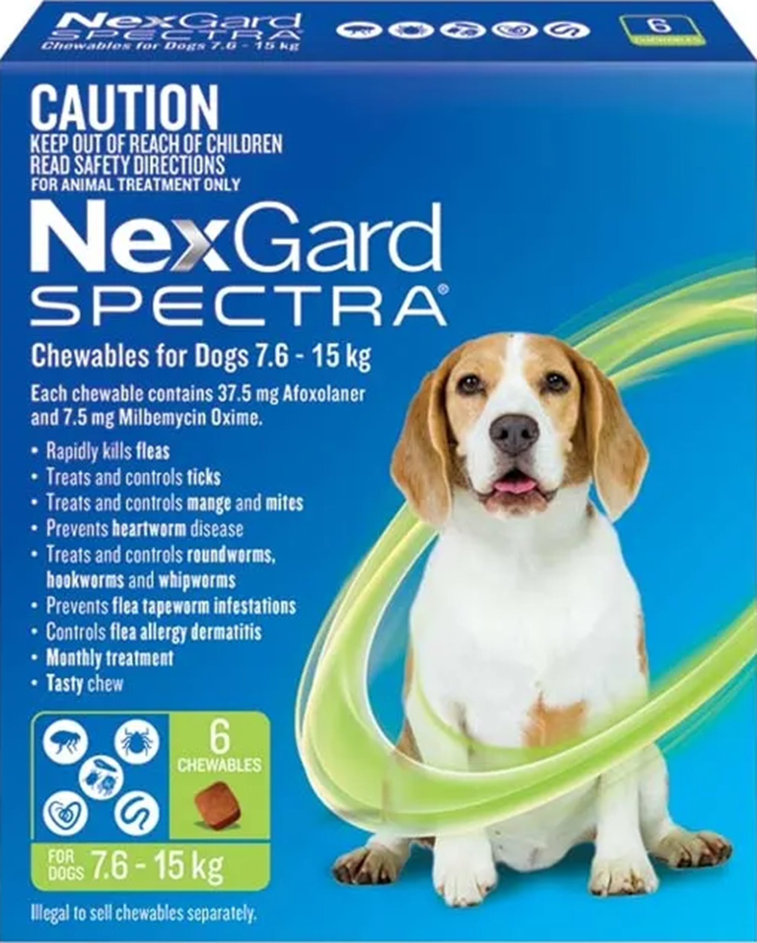 NexGard Spectra For Dogs 7.6-15kg - 3 chewable tablets