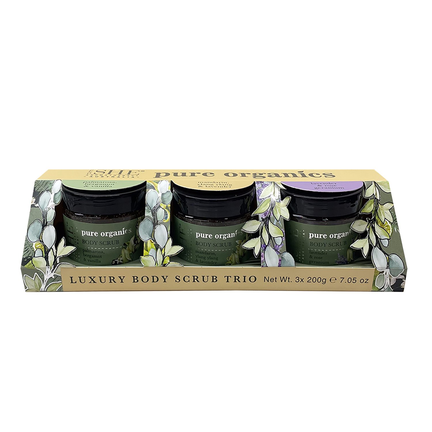 She Aromatherapy Pure Organics Body Scrub Trio 1 each