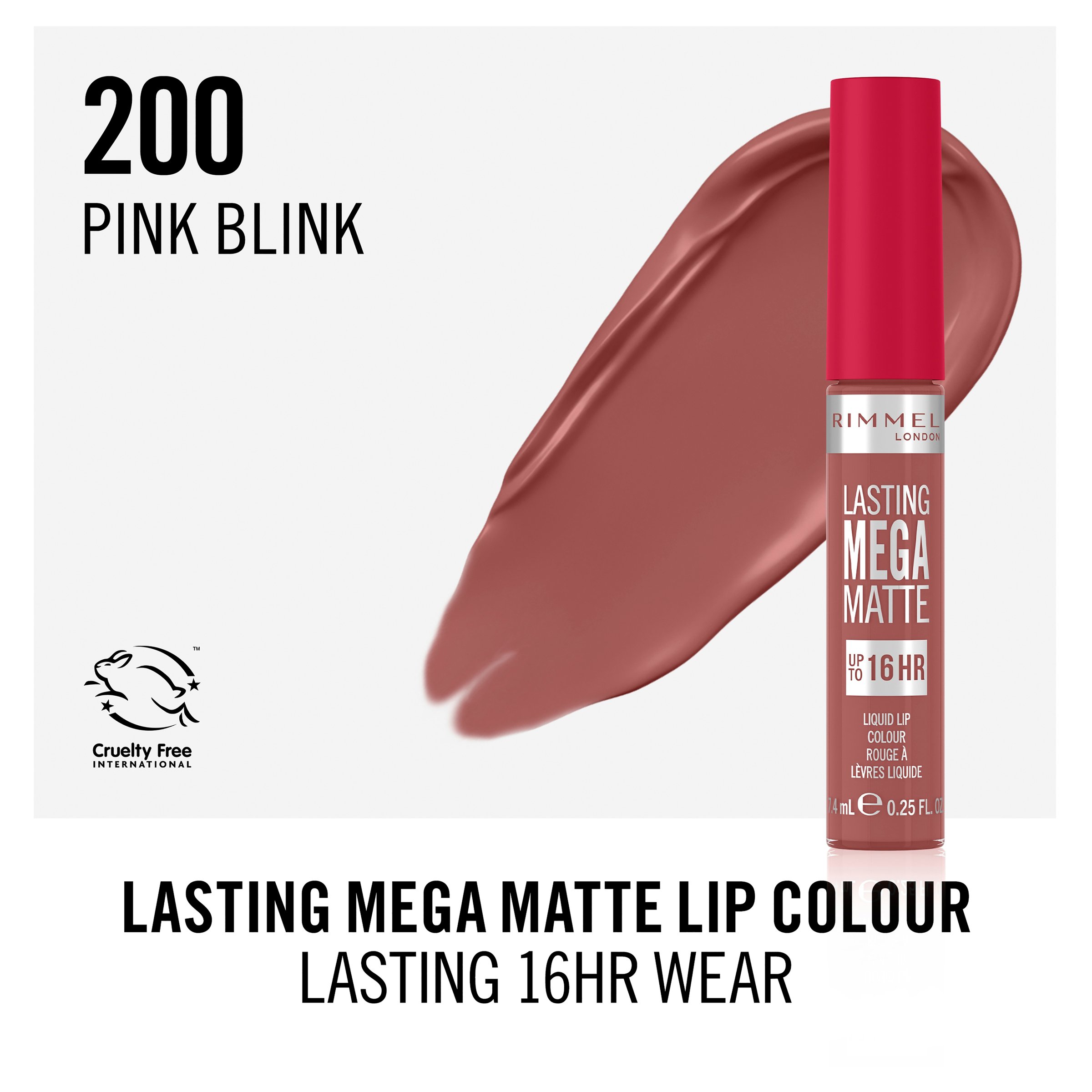 Rimmel Lasting Mega Matte Liquid Lipstick 200 Pink Blink 7.4ml - Image 4