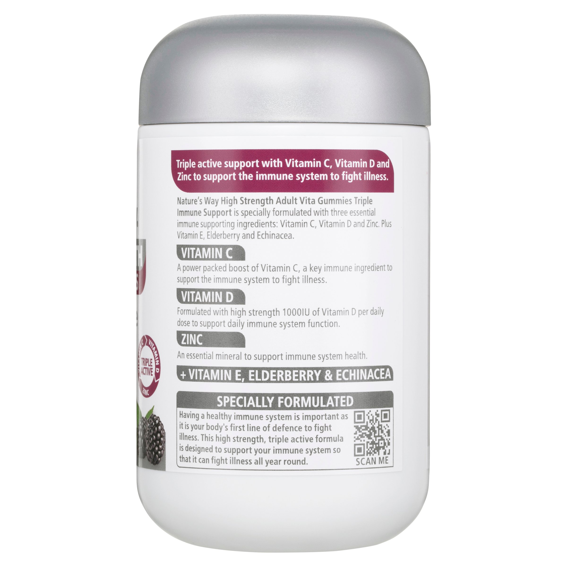 Nature's Way High Strength Adult Vita Gummies Triple Immune Support 50 pastiles - Image 2