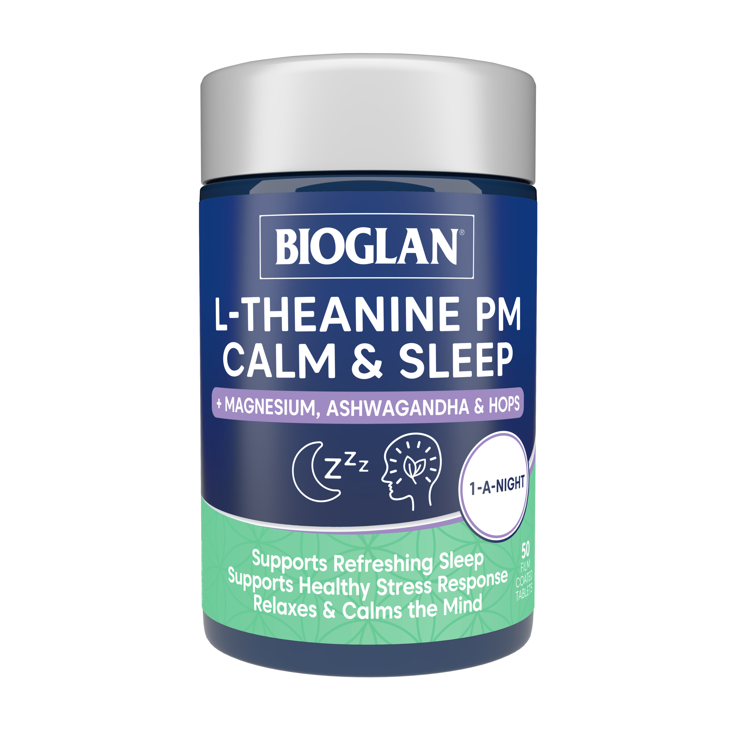 Bioglan L-Theanine PM Calm & Sleep 50 capsules - Image 1