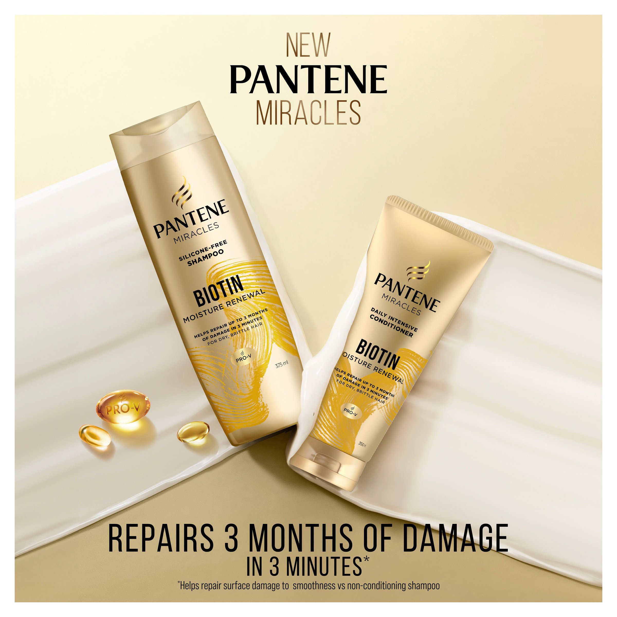 Pantene 3 Minute Miracle Biotin Daily Moisture Renew Conditioner 350ml - Image 3