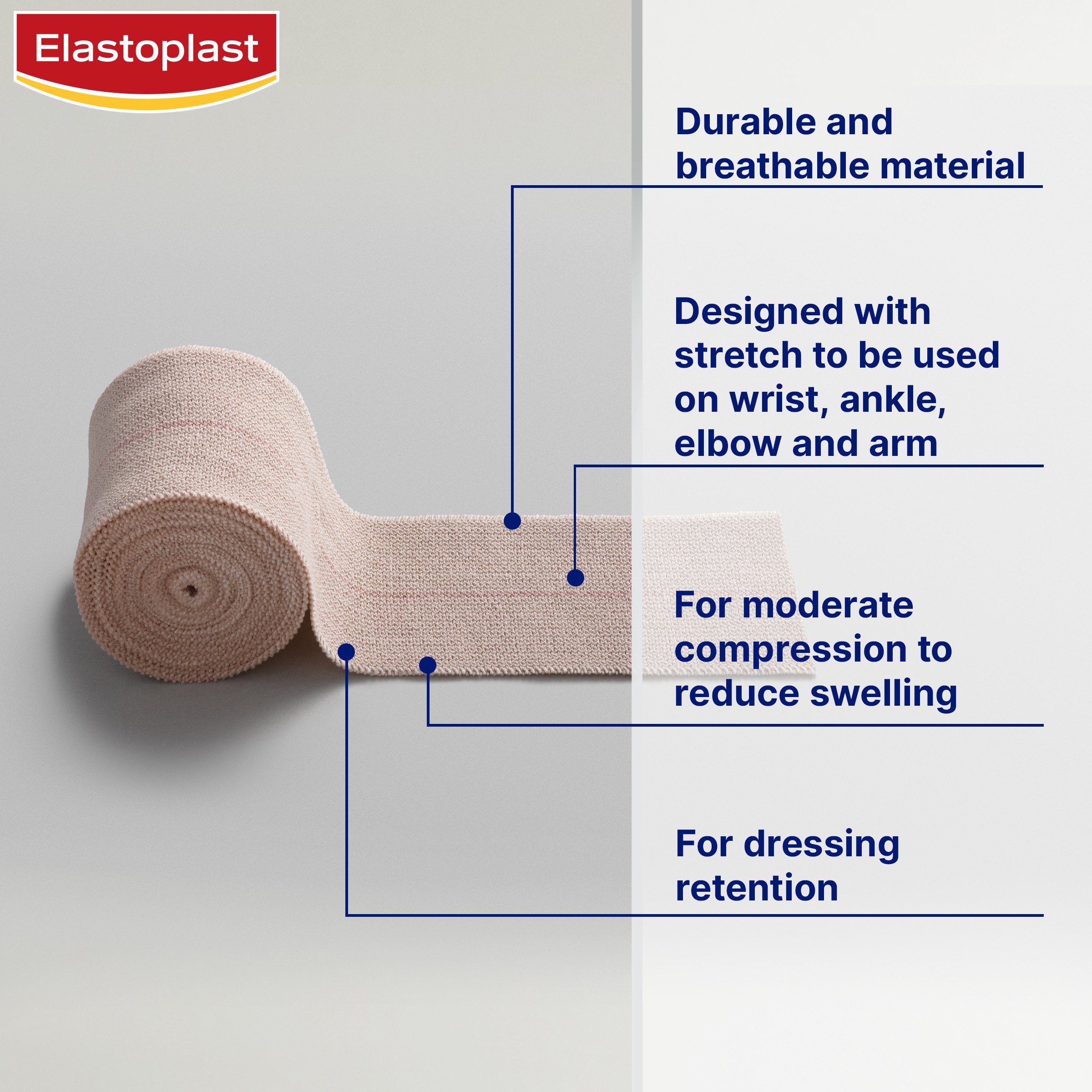 Elastoplast Crepe Bandage Heavy Weight 7.5cm X 2.3m Tan - 1 roll - Image 7