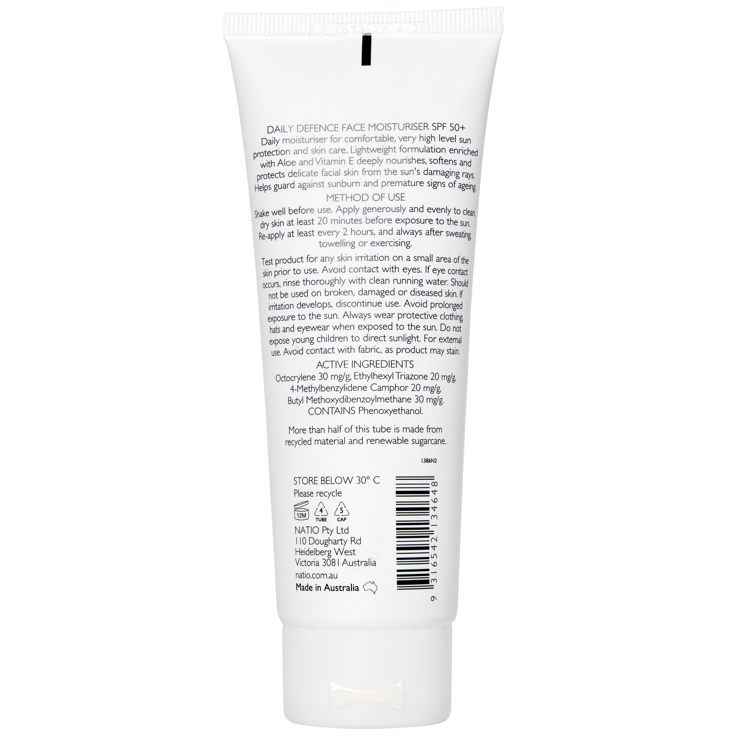 Natio Daily Defence Face Moisturiser SPF50+ - 100ml - Image 2
