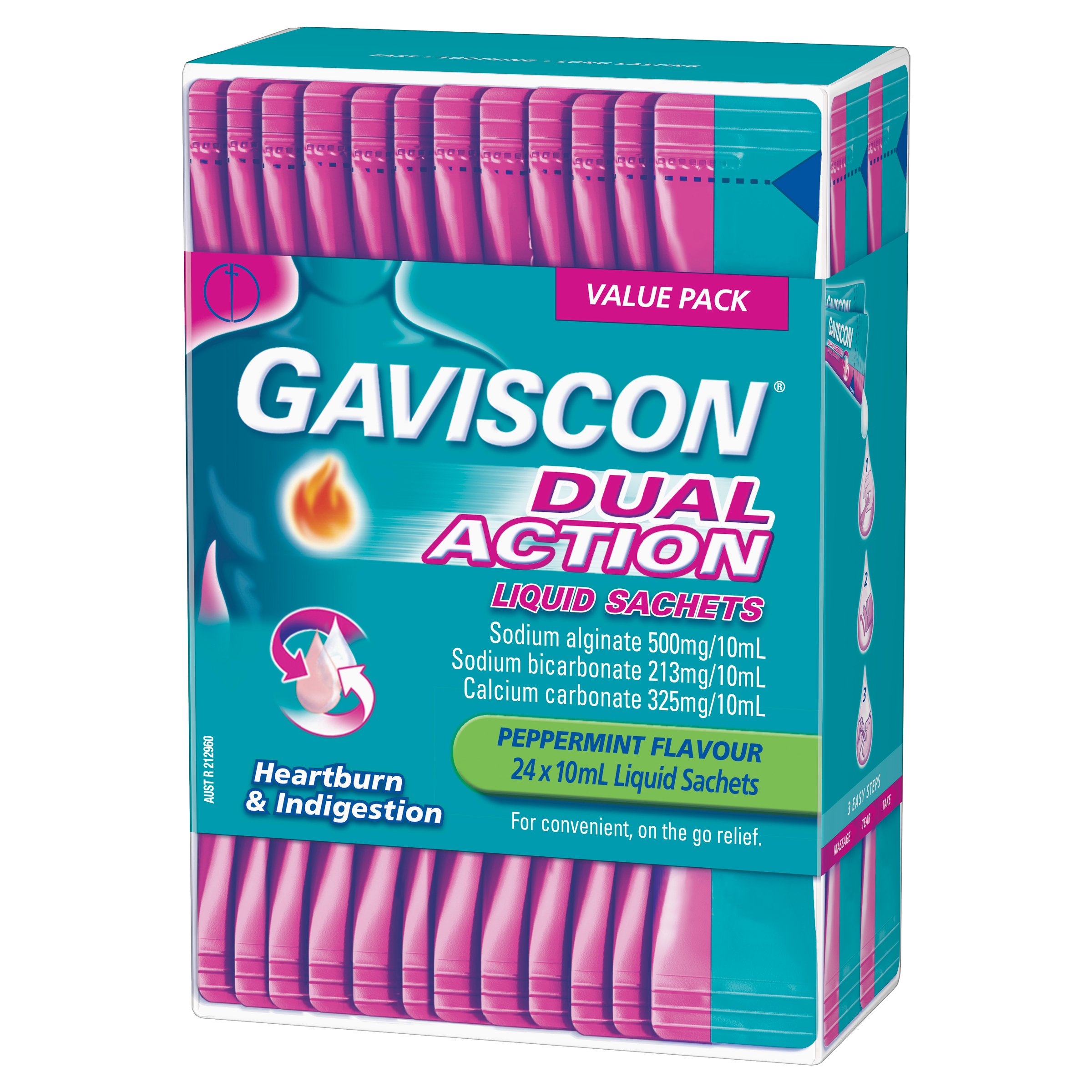 Gaviscon Dual Action Liquid Peppermint Sachet 10ml X 24 - Image 5