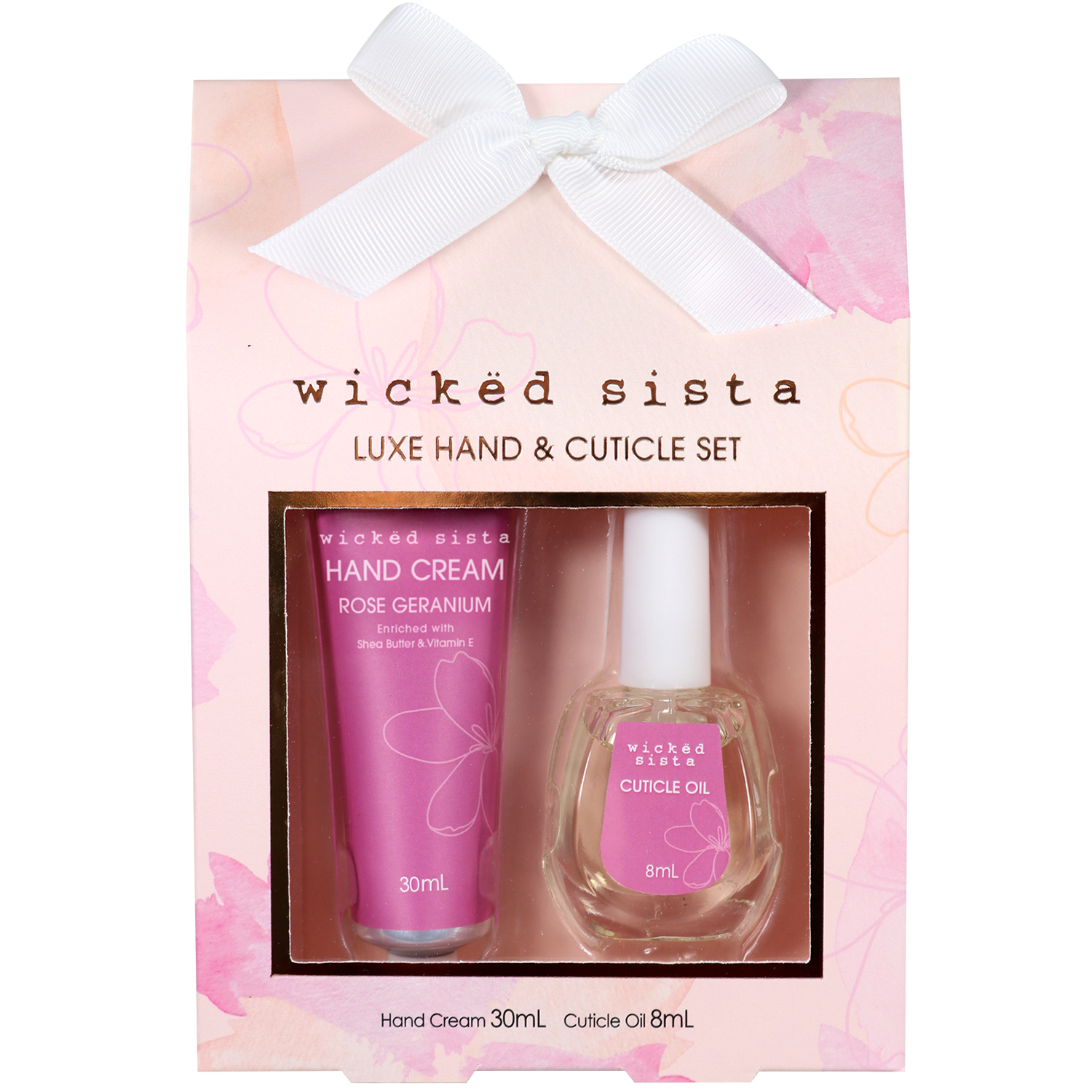 Wicked Sista Luxe Hand & Cuticle Set Rose Geranium 2 piece