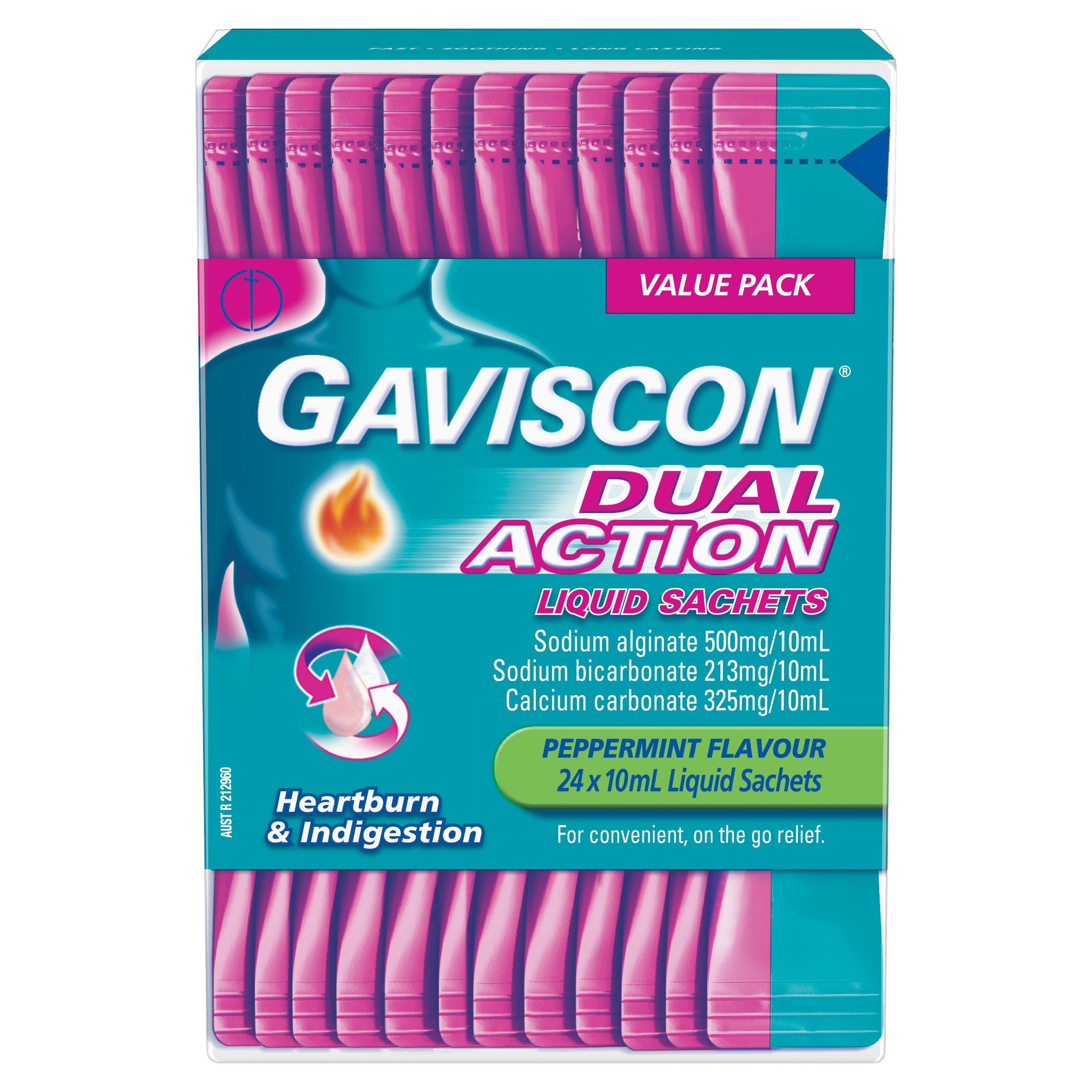 Gaviscon Dual Action Liquid Peppermint Sachet 10ml X 24 - Image 13