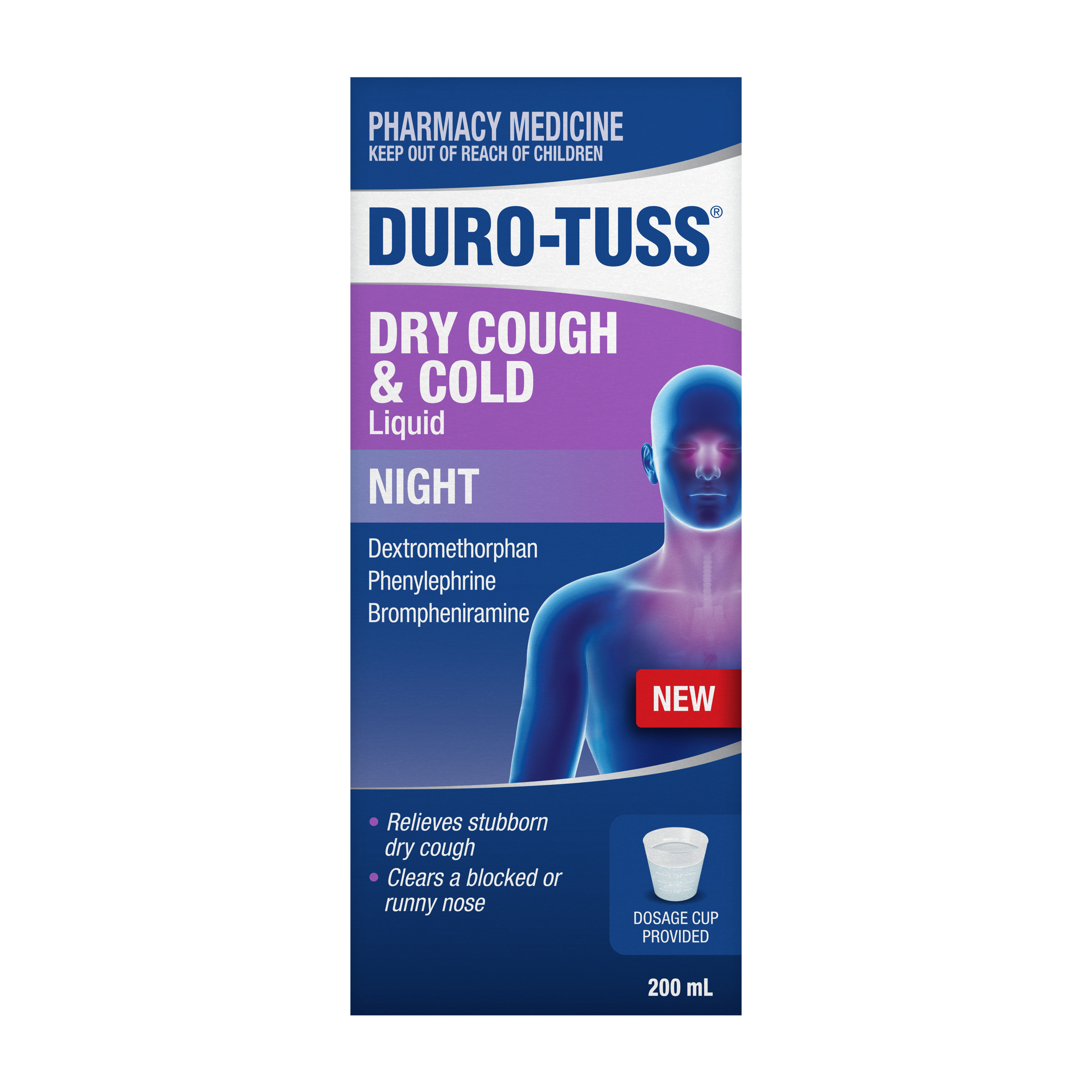 Duro-Tuss Dry Cough & Cold Liquid Night 200ml - Image 1