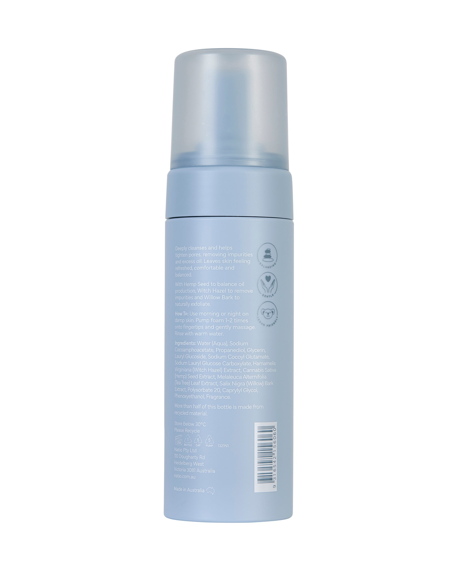 Natio Clear Oil Control Foam Cleanser 150ml - Image 2