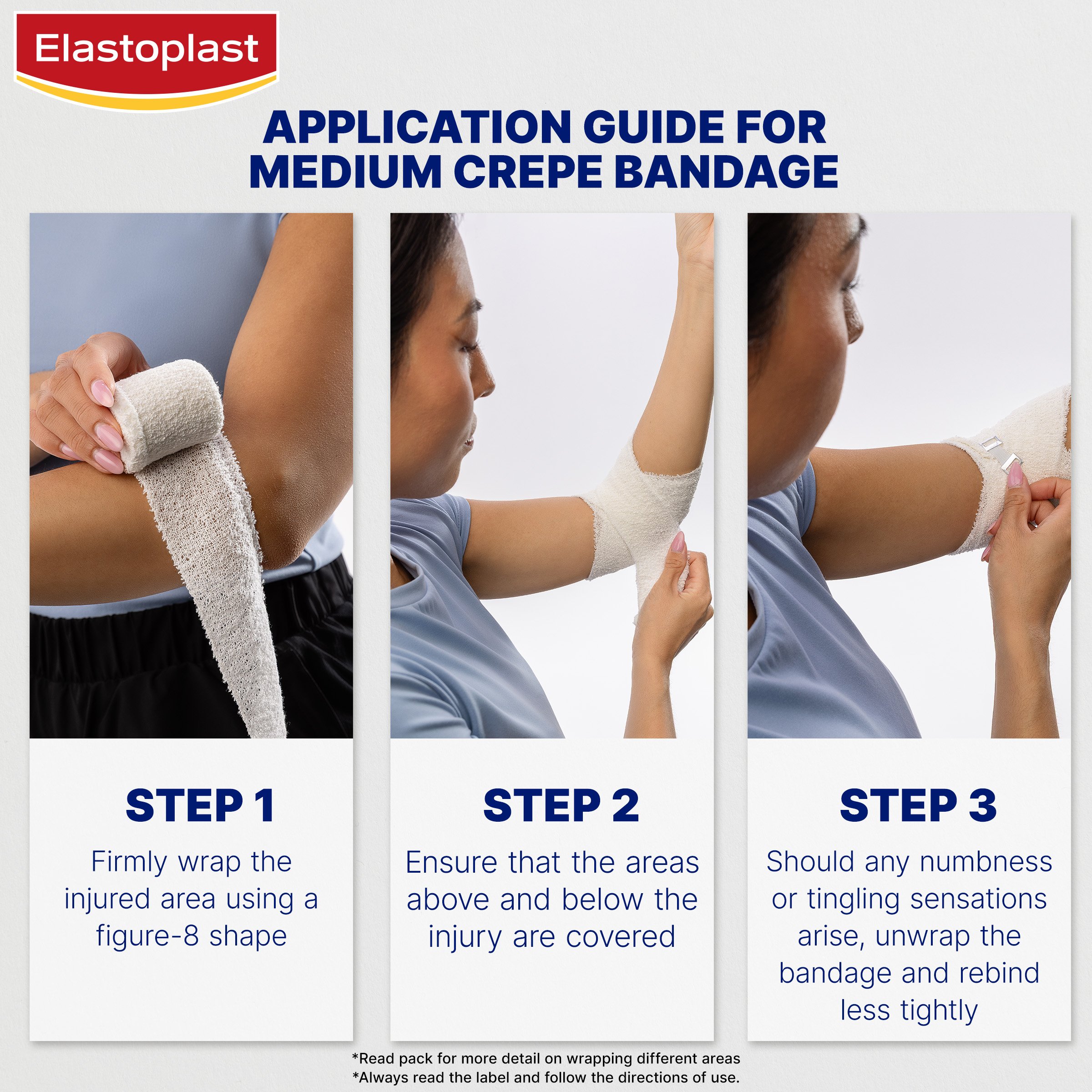 Elastoplast Crepe Bandage Medium Weight 7.5cm X 1.6m White - 1 roll - Image 7