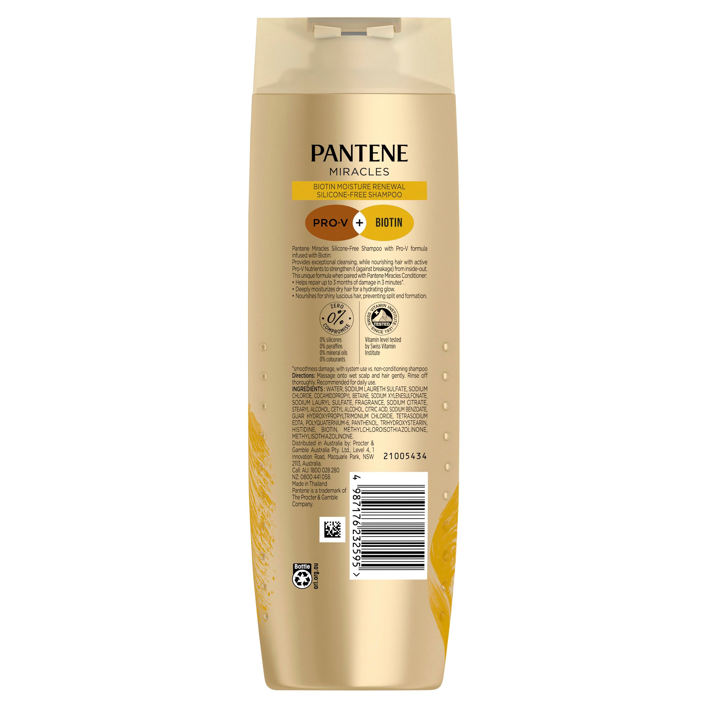 Pantene Miracles Biotin Daily Moisture Renew Shampoo 375ml - Image 2
