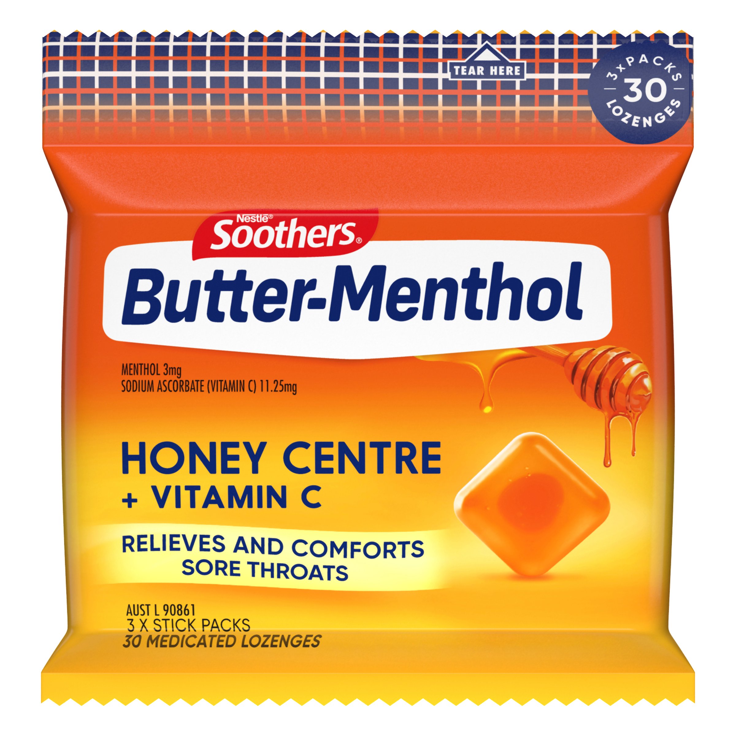 Butter Menthol Honey Centre Multipack 30 lozenges - Image 1