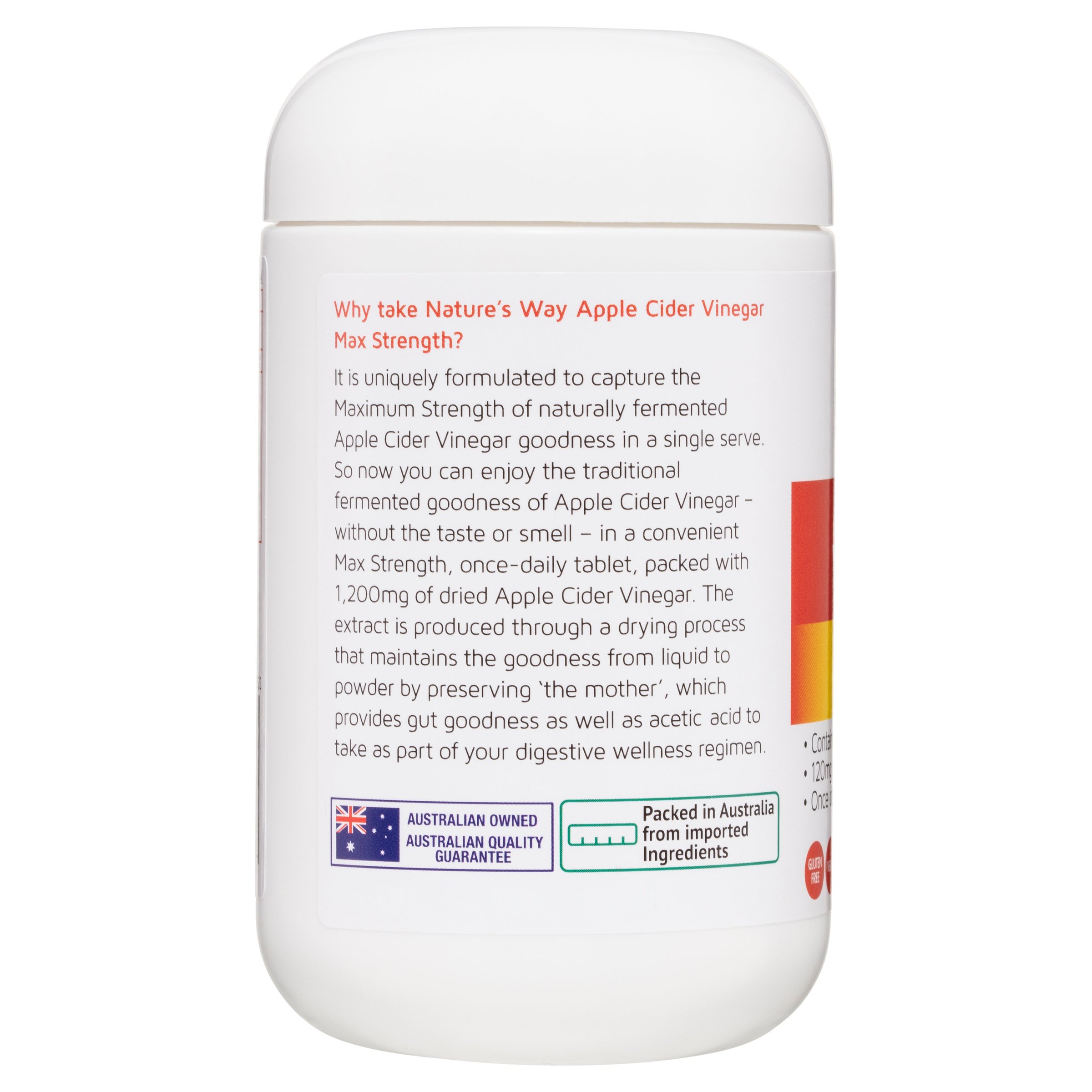 Nature's Way Apple Cider Vinegar 1200mg - 90 capsules - Image 3