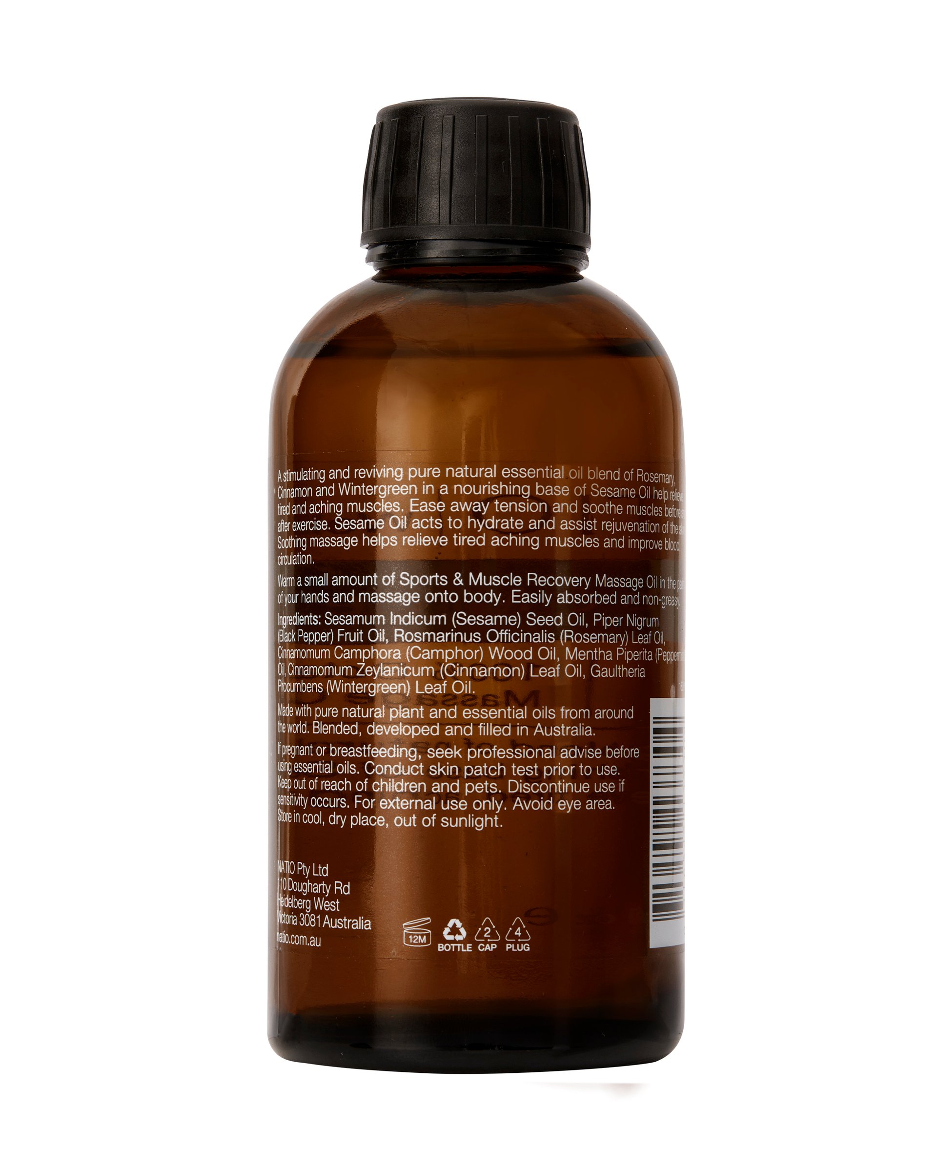 Natio Wellbeing Sports & Muscle Recovery Massage Oil 200ml - Image 2