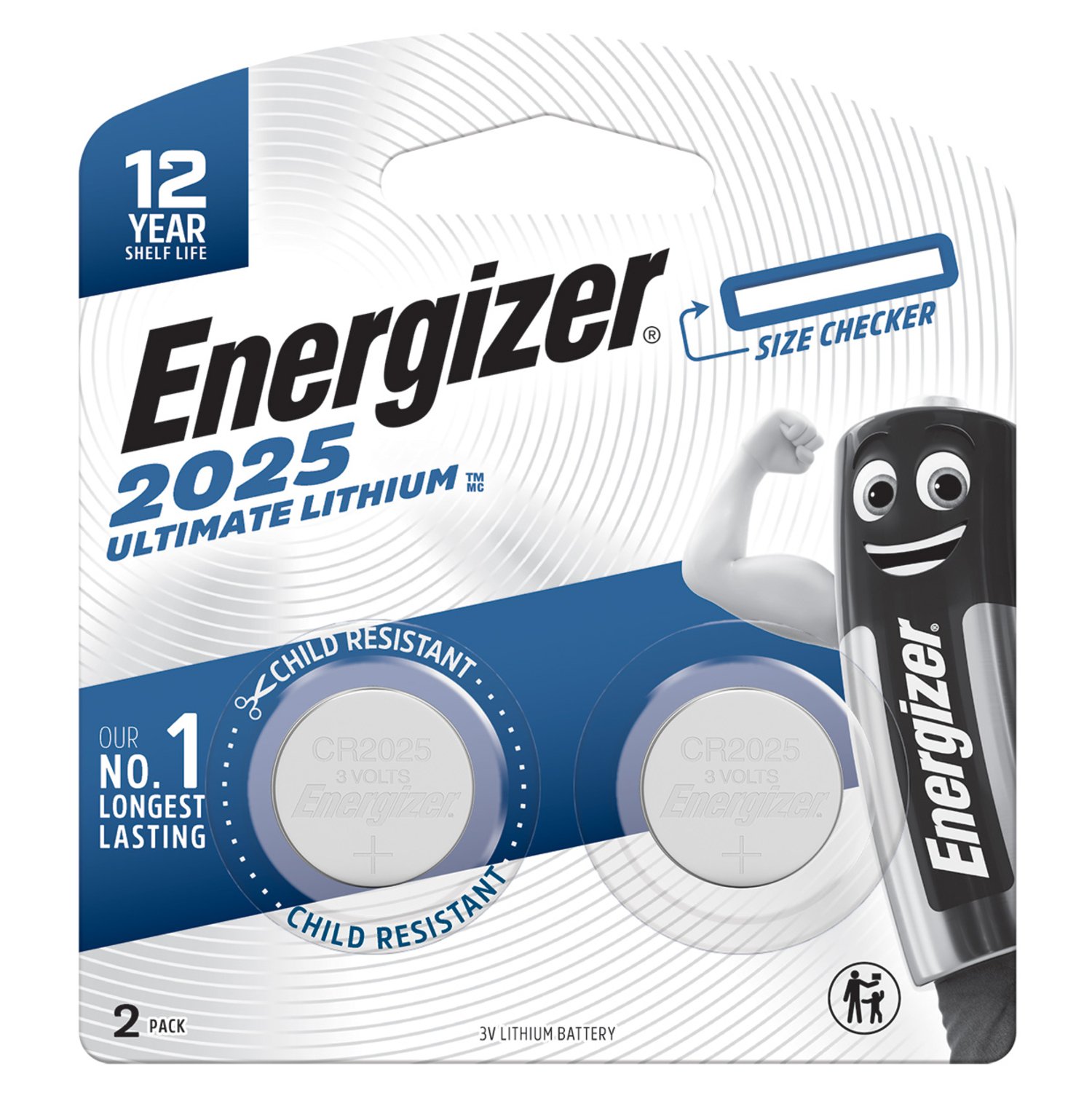 Energizer 3V 2025 Lithium Batteries ECR2025 - 2 pack