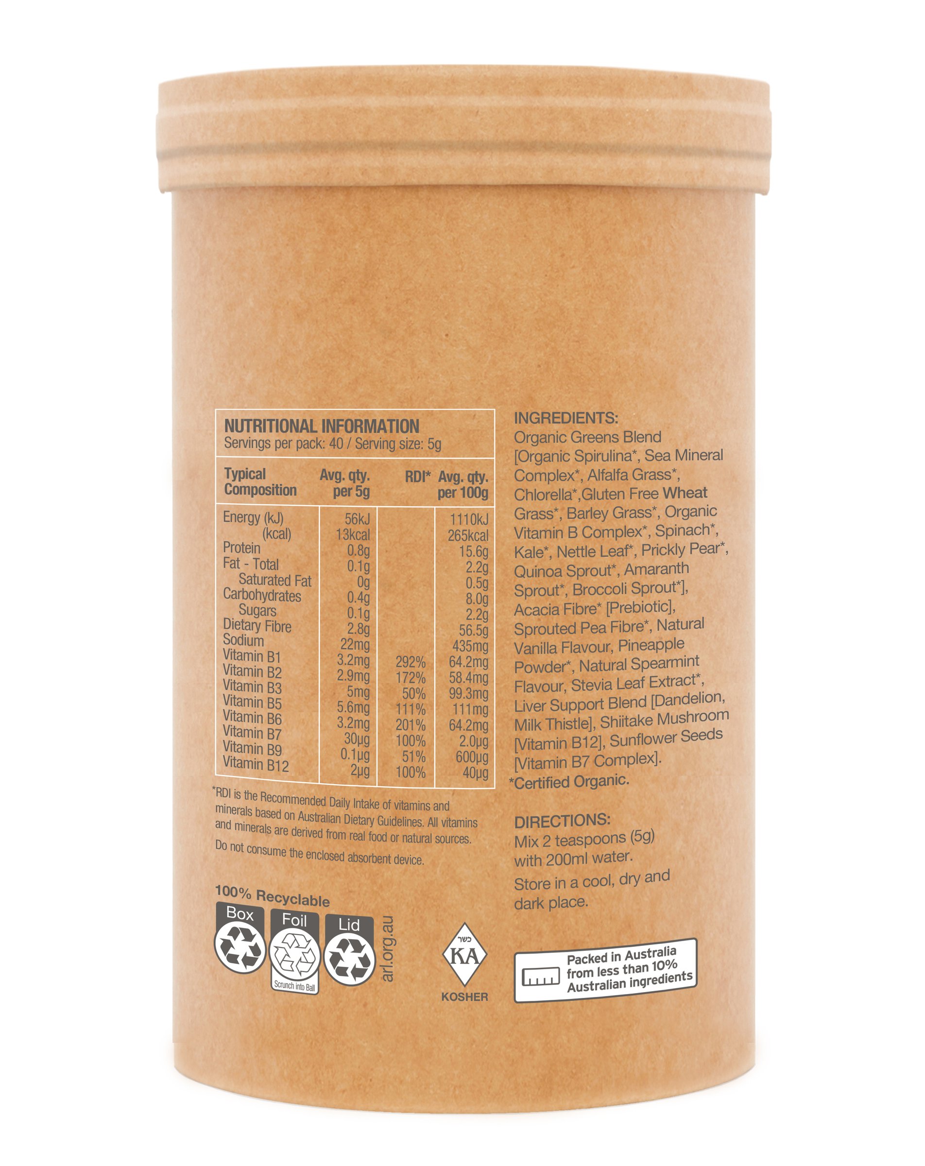 Amazonia Raw Real Food Nutrients Organic Greens 200g - Image 2