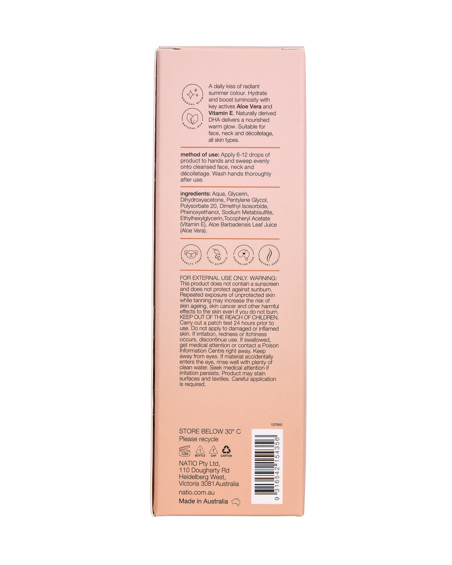 Natio Radiant Glow Facial Tan Water 110ml - Image 3