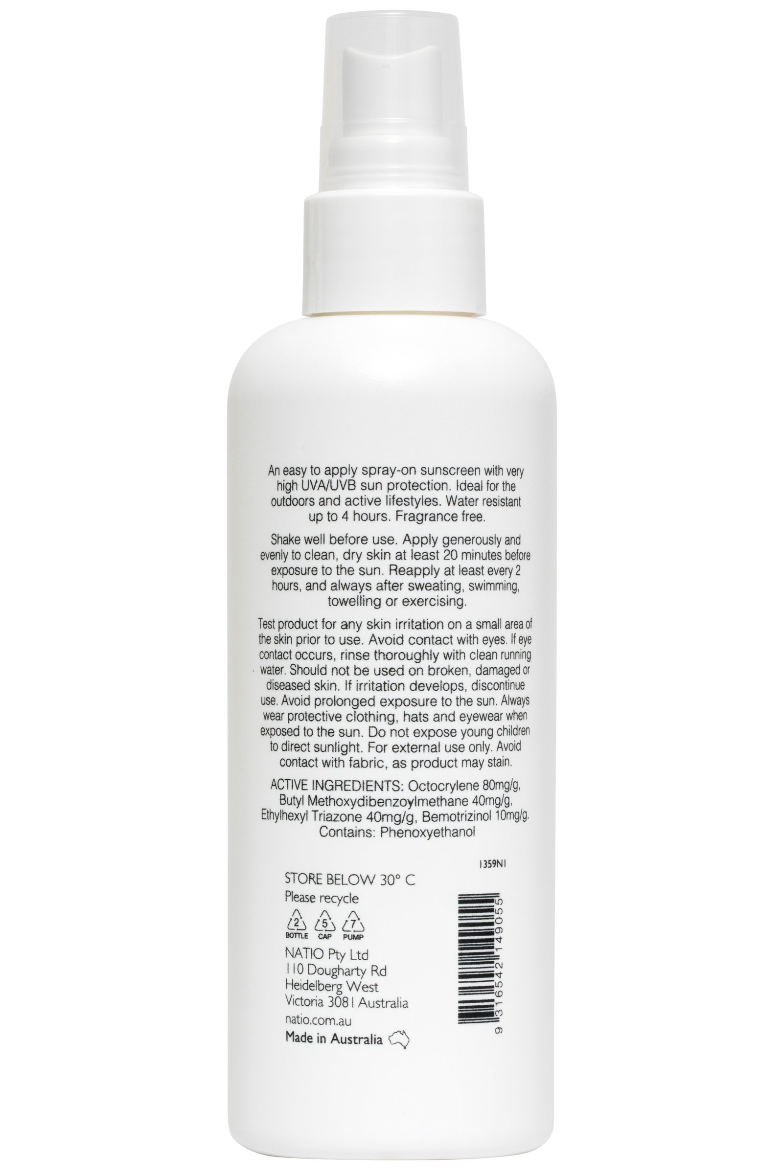 Natio Ultra Light Spray Sunscreen SPF 50+ 200ml - Image 3
