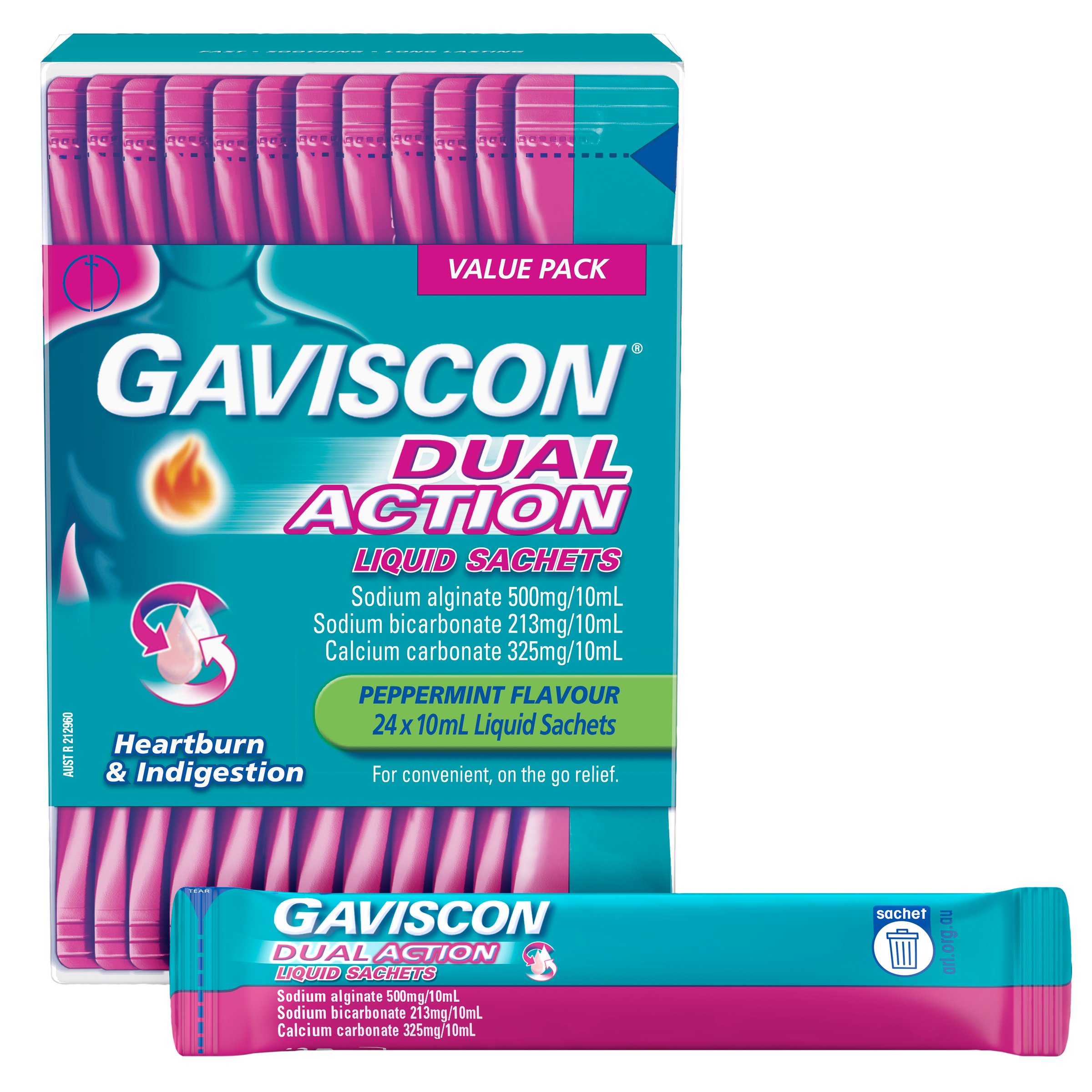 Gaviscon Dual Action Liquid Peppermint Sachet 10ml X 24 - Image 15